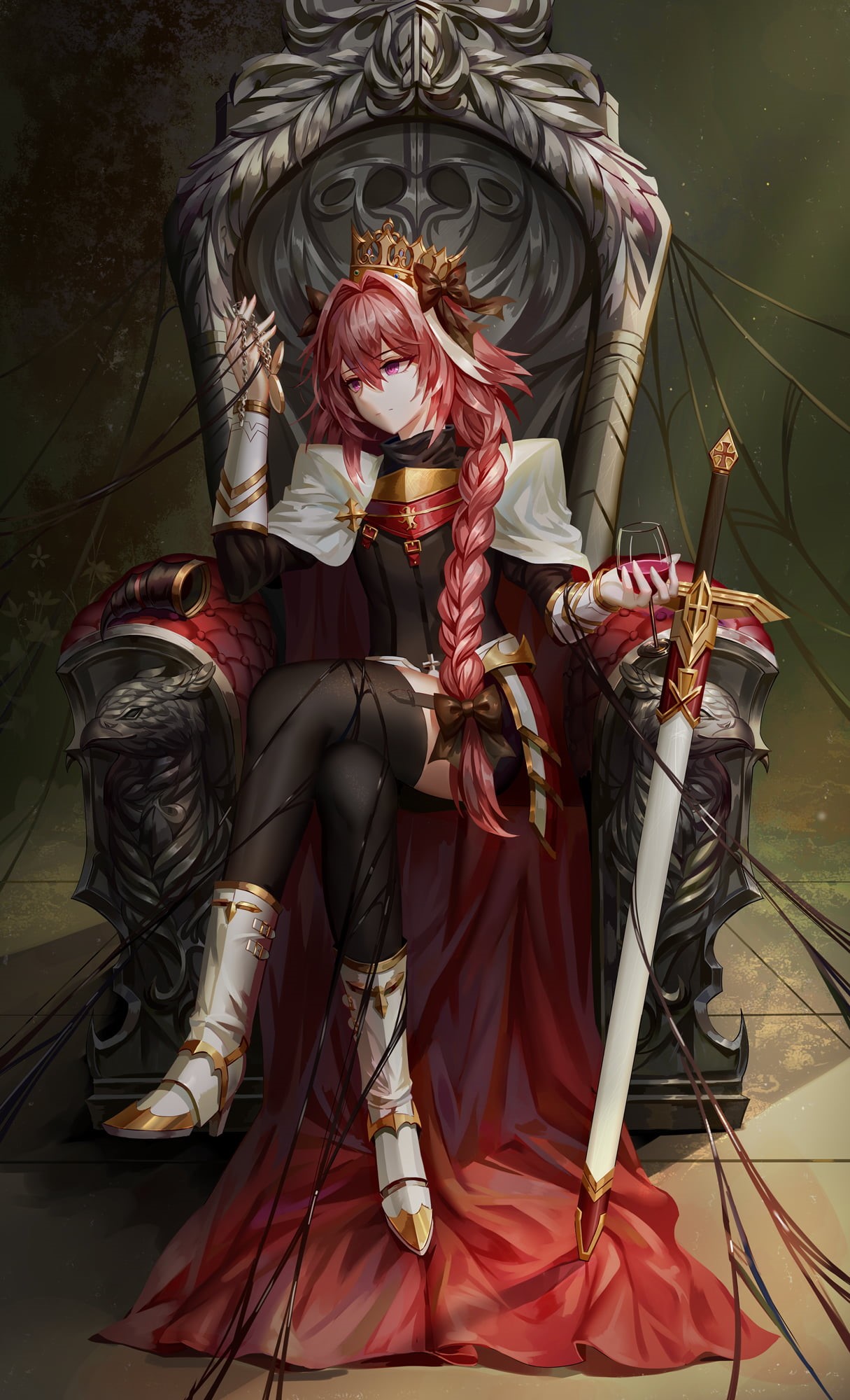 performance, adult, sword, mask - disguise, 1080P, carnival - celebration event, chair, mask, costume, Fate Series, Rider of Black, full length, Phone HD Wallpaper