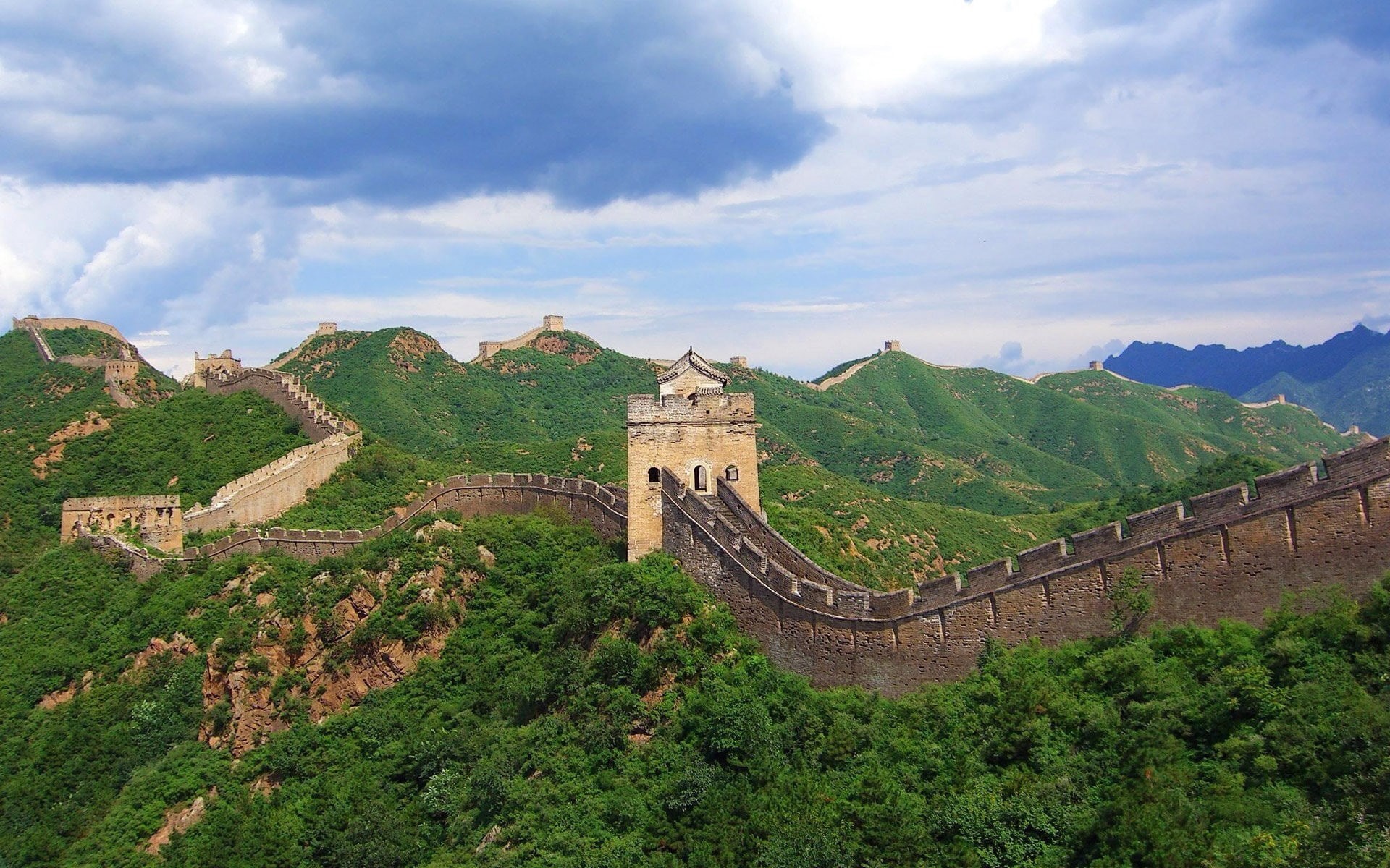 mountain, 1080P, travel, history, Great Wall of China, scenics - nature, outdoors, building, building exterior, no people, ancient civilization, plant, HD Wallpaper