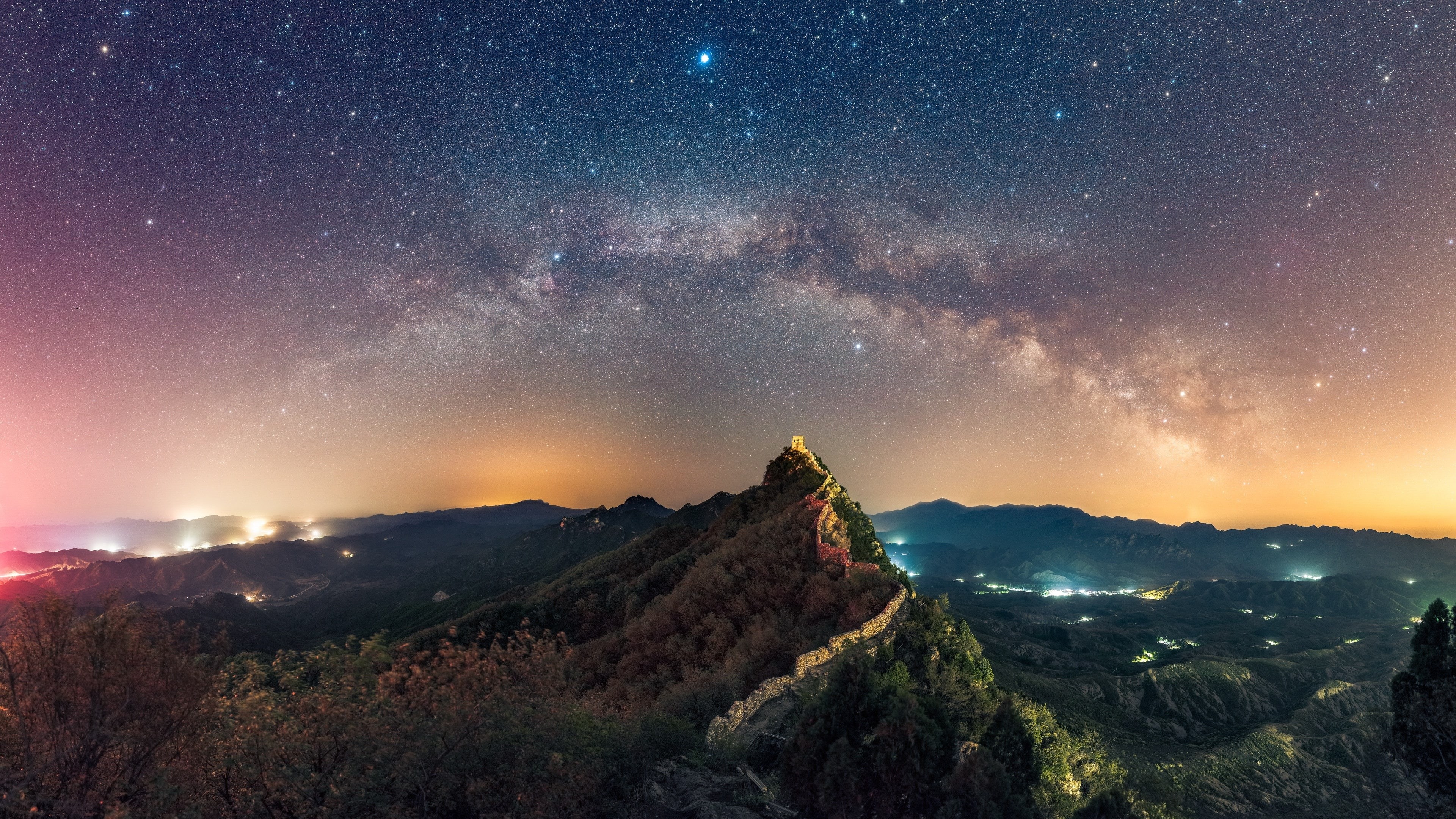 environment, star - space, sky, no people, travel destinations, outdoors, mountain range, 4K, travel, beauty in nature, land, landscape, nature, blue, HD Wallpaper