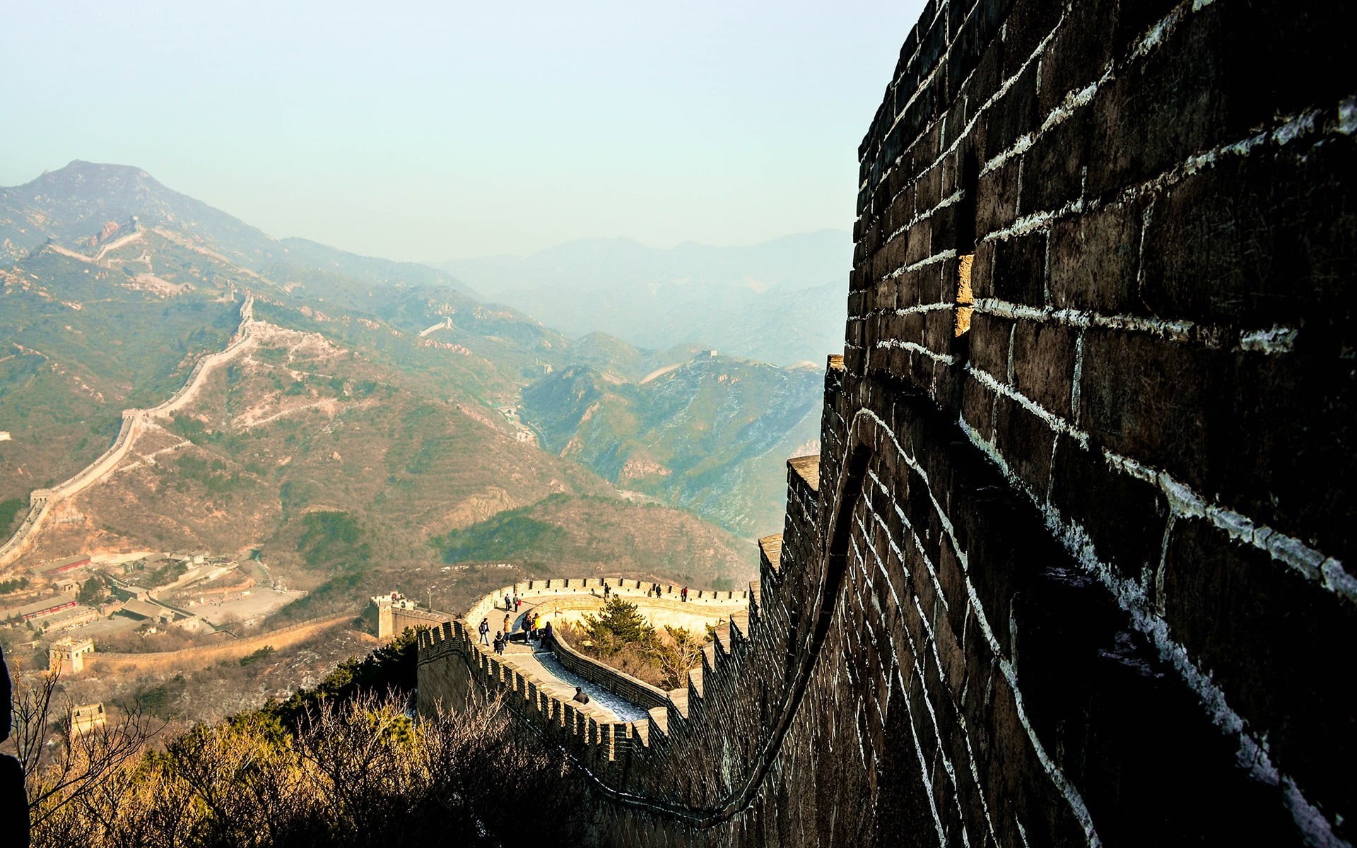 tree, nature, 1080P, China, landscape, great, clear sky, scenics - nature, architecture, beauty in nature, mountain, wall, road, day, non-urban scene, HD Wallpaper