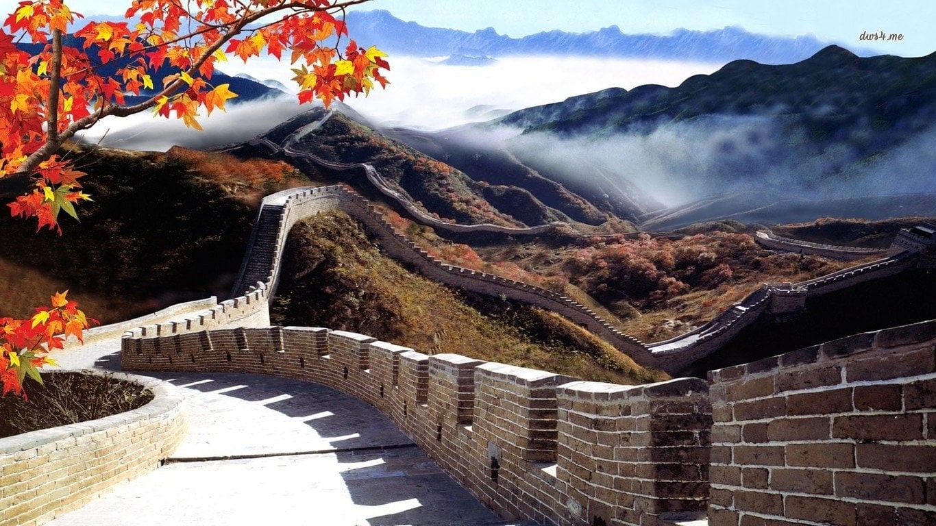 Great Wall of China, travel, day, nature, stone wall, built structure, outdoors, tree, scenics - nature, travel destinations, plant, 720P, cloud - sky, HD Wallpaper