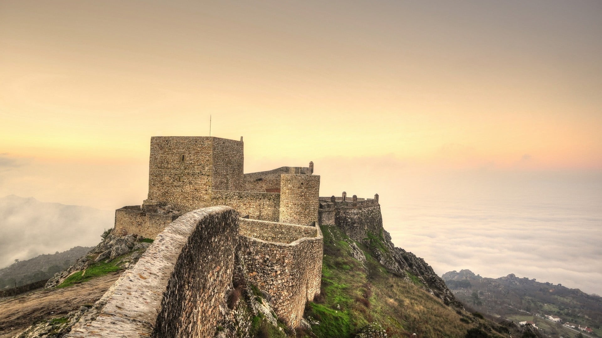 castle, sky, water, cloud - sky, history, built structure, building exterior, travel, sunset, outdoors, landscape, no people, china, fort, architecture, HD Wallpaper