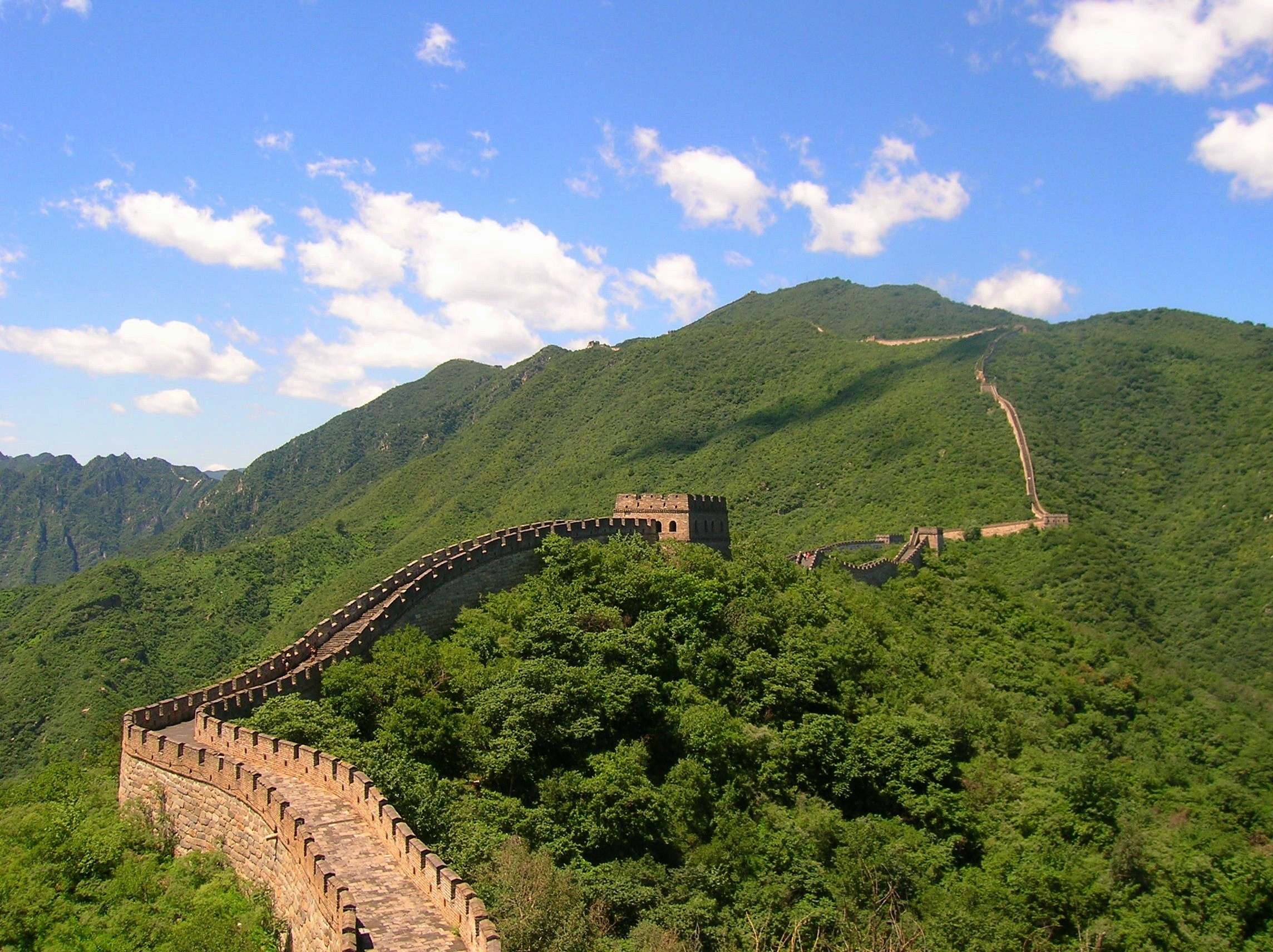 hill, scenic, environment, trees, summer, beauty in nature, mountain, outside, wall, mountain range, mutianyu, wall - Building Feature, growth, famous Place, HD Wallpaper