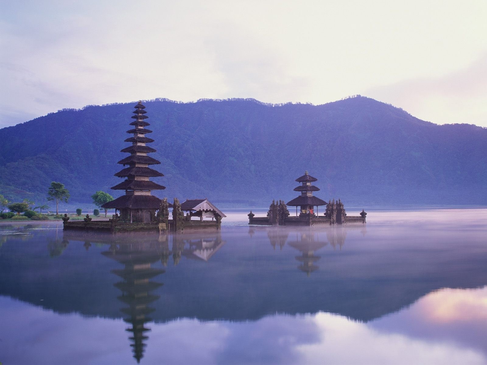 pagoda, no people, scenics - nature, building exterior, built structure, architecture, sky, Bali, religion, tranquility, mountain, lake, nature, place of worship, HD Wallpaper