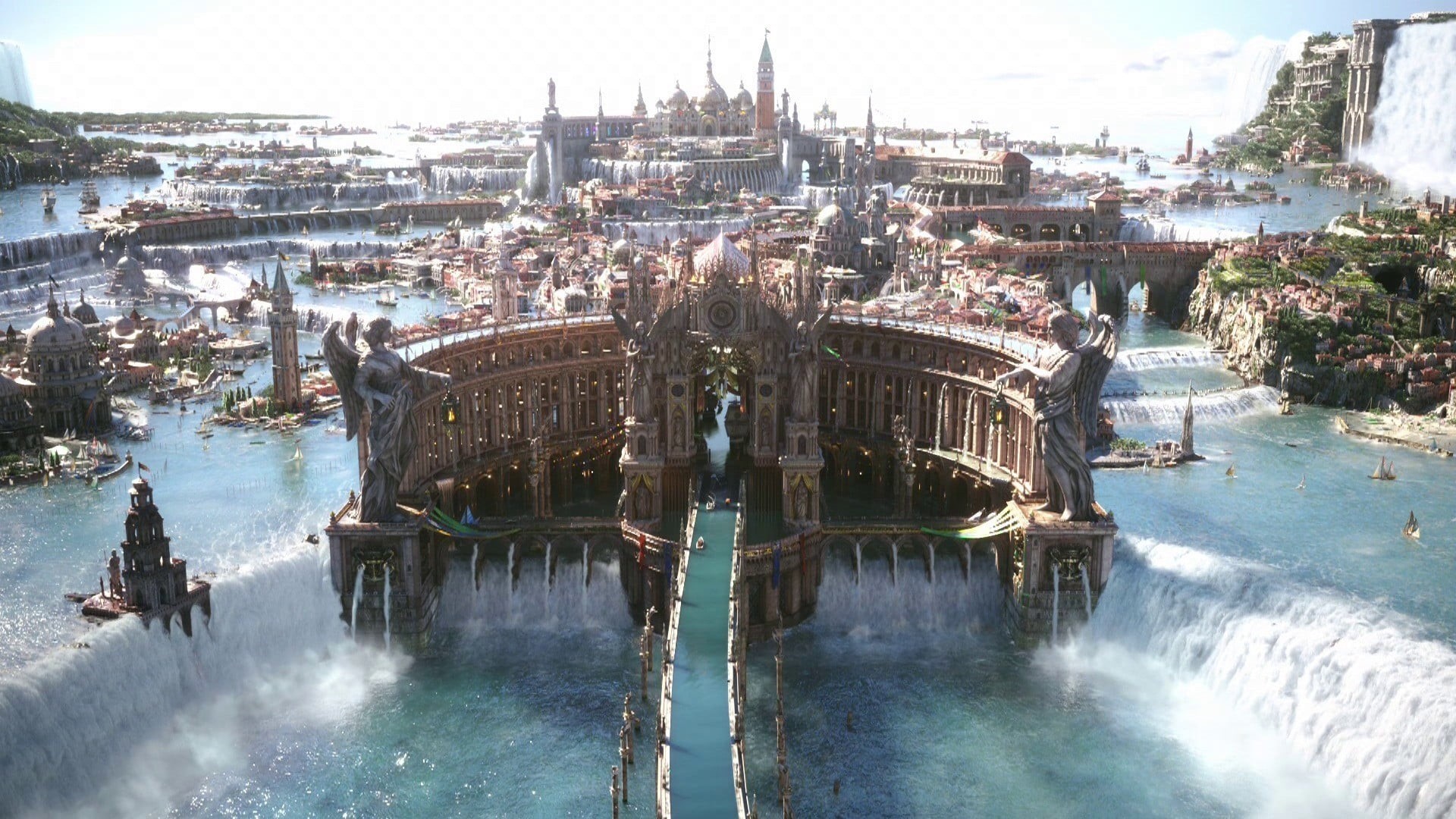 transportation, high angle view, Final Fantasy XV, no people, water, tourism, outdoors, connection, building exterior, travel destinations, video games, HD Wallpaper