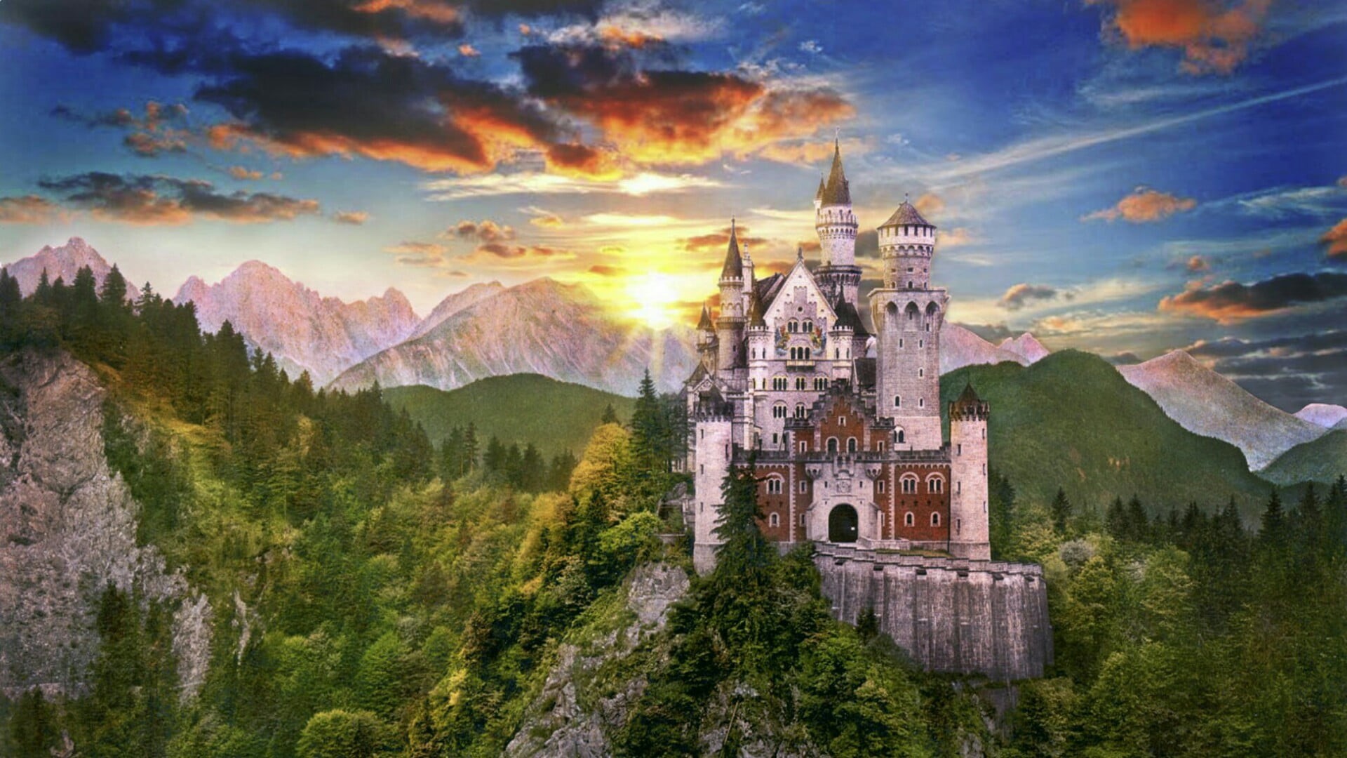nature, mount scenery, abbey, europe, place of worship, plant, ruined, belief, forest, bavaria, no people, landmark, landscape, mountain range, mountainous landforms, HD Wallpaper