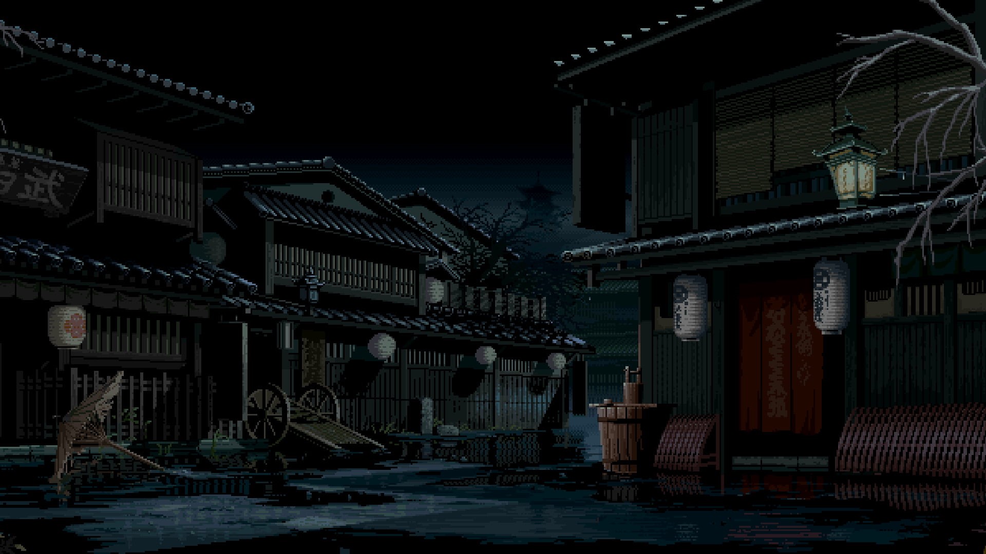 illuminated, pixelated, Asian architecture, place of worship, courtyard, 1080P, sky, pixel art, pixels, low angle view, illustration, history, street, HD Wallpaper