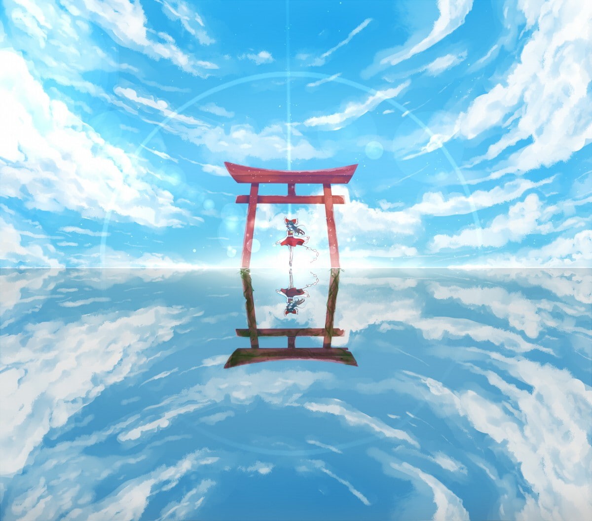 Touhou, anime, 480P, Hakurei Reimu, torii, HD Wallpaper