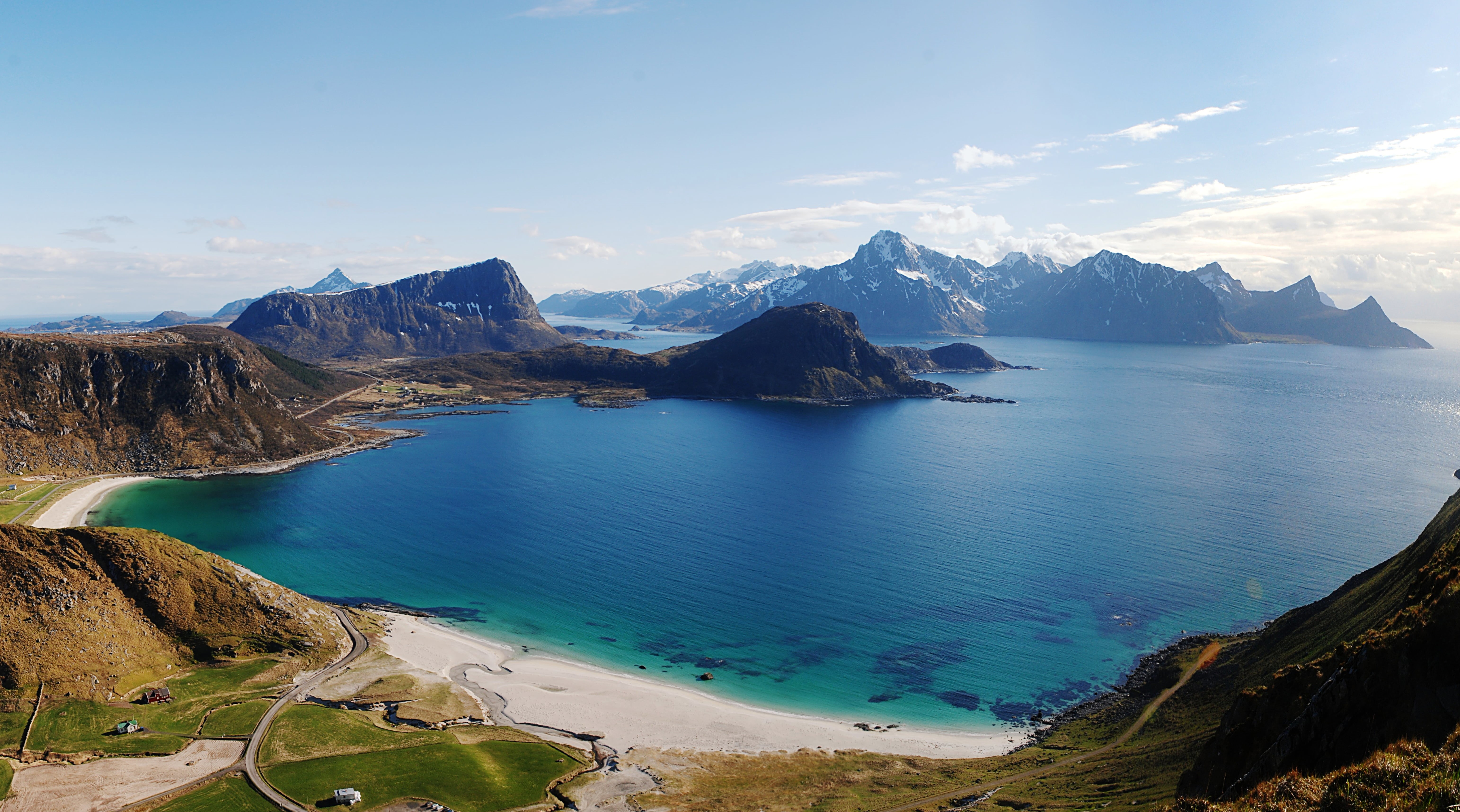 nord, mare, circle, body, norvegia, view, island, pano, white, panorama, water, scenics, landscape, d80, travel, white sky, islands, nikon, outdoors, nature, HD Wallpaper
