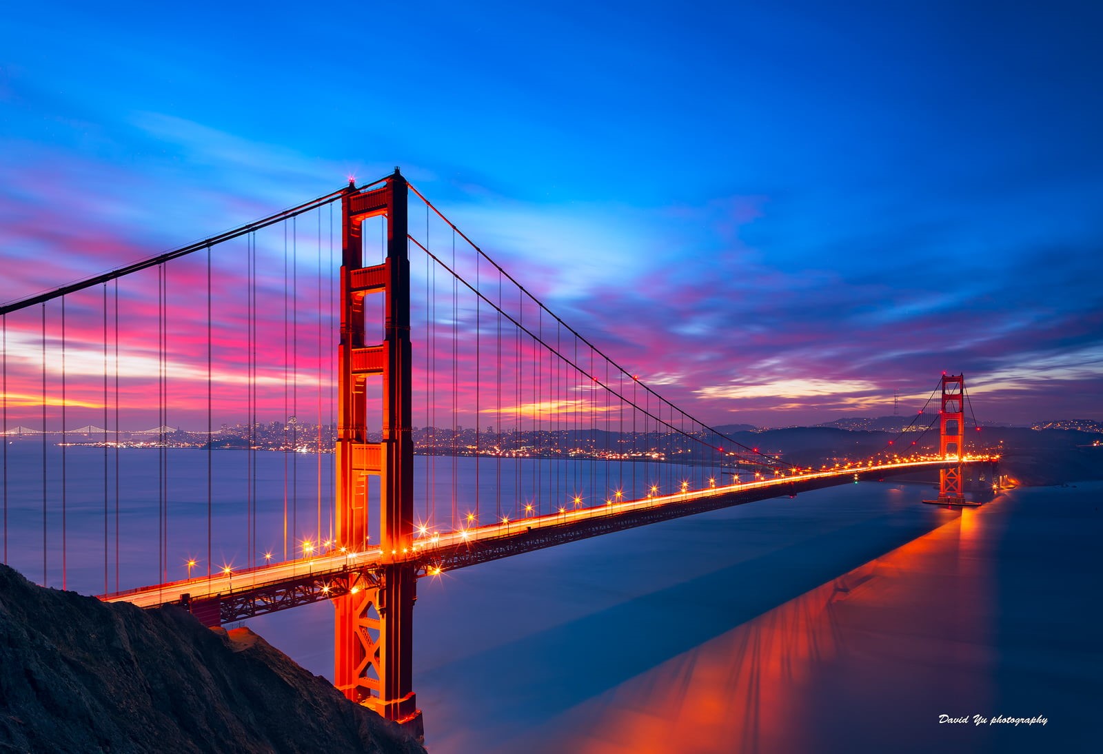 SFist, famous Place, suspension Bridge, sea, Dawn, architecture, california, bridge - Man Made Structure, sky, Golden Gate Bridge, long  exposure, francisco, HD Wallpaper