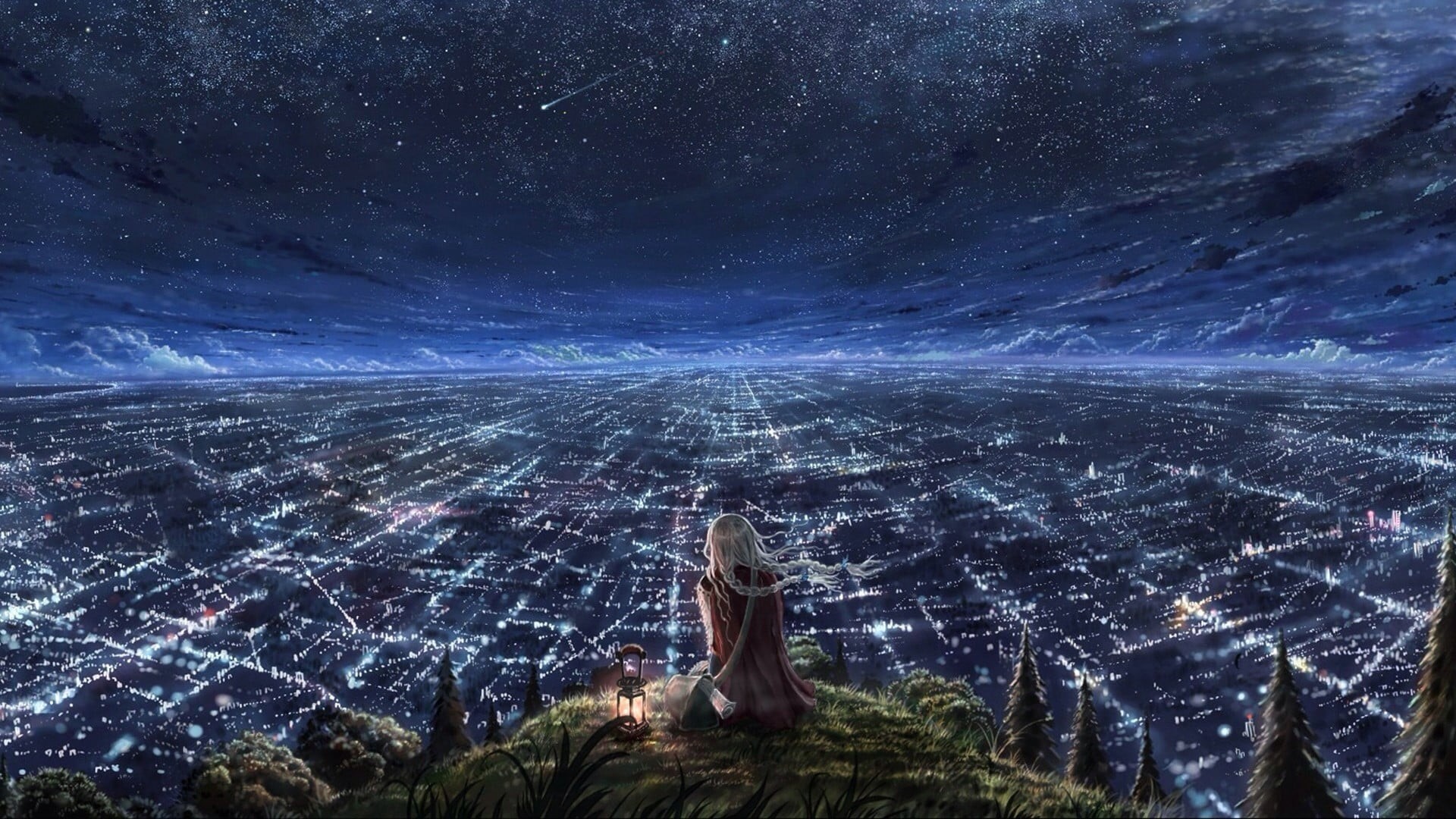 star - space, cliff, built structure, sky, young women, fantasy girl, 1080P, beauty in nature, women, nature, real people, fantasy art, building exterior, HD Wallpaper