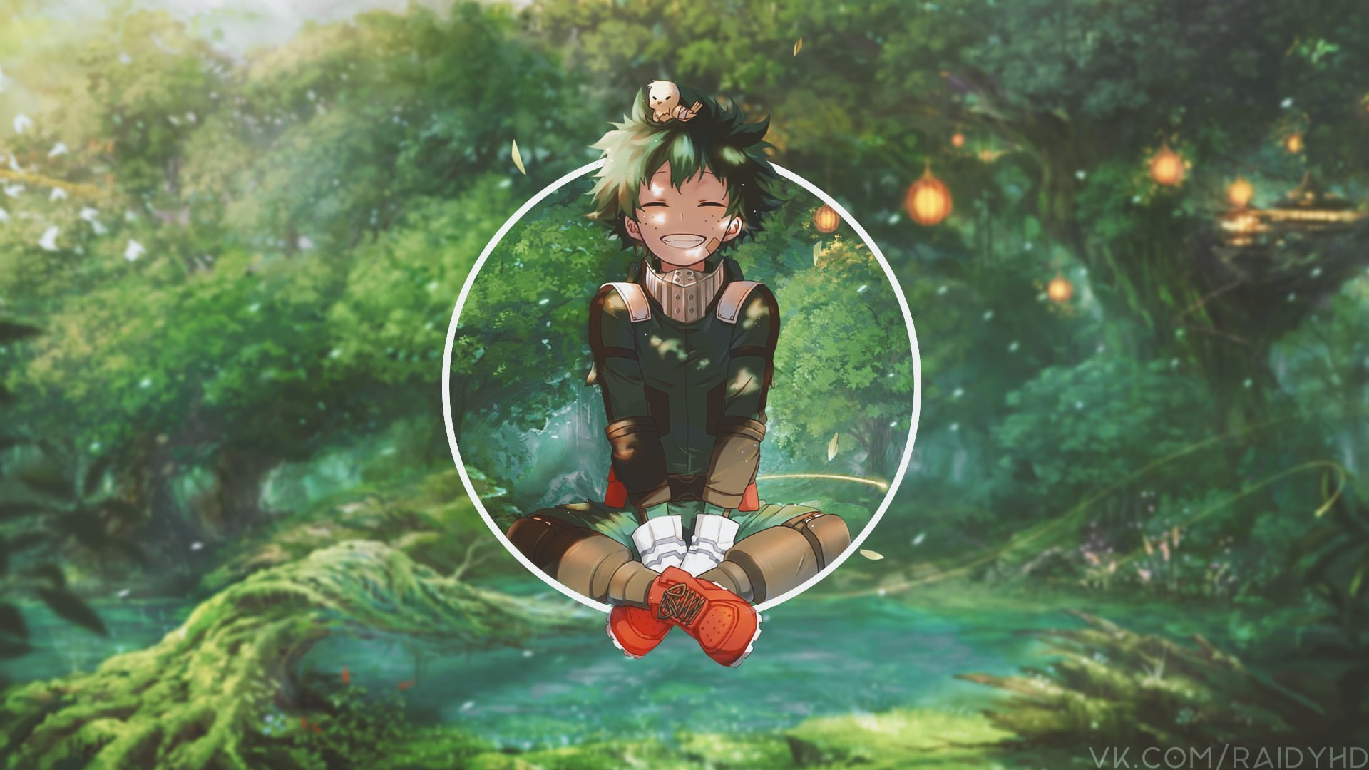 picture-in-picture, anime, Boku no Hero Academia, Izuku Midoriya, smiling, 1080P, anime boys, HD Wallpaper