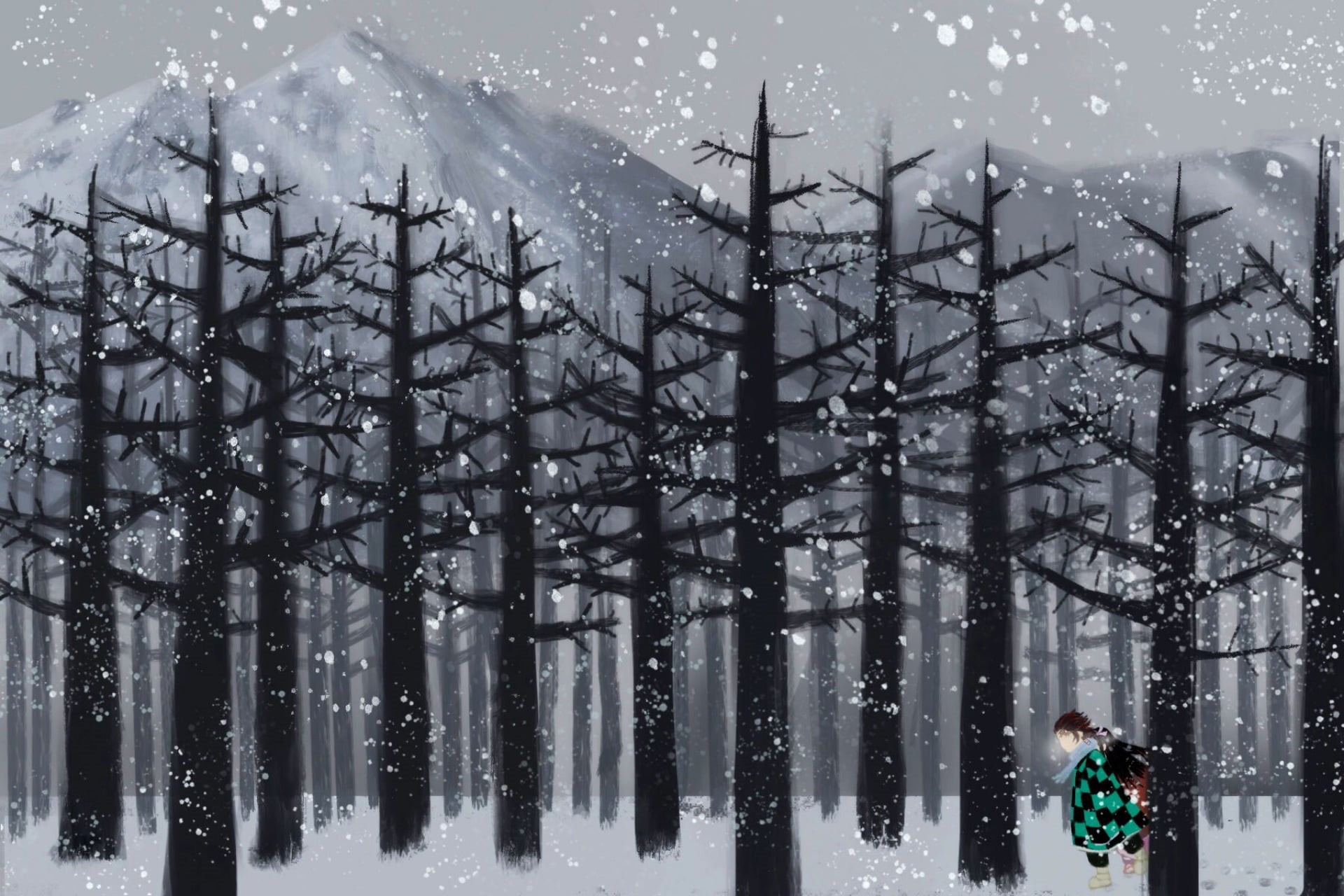 Demon Slayer: Kimetsu no Yaiba, Anime, 1080P, Tanjirou Kamado, Tree, Nezuko Kamado, HD Wallpaper