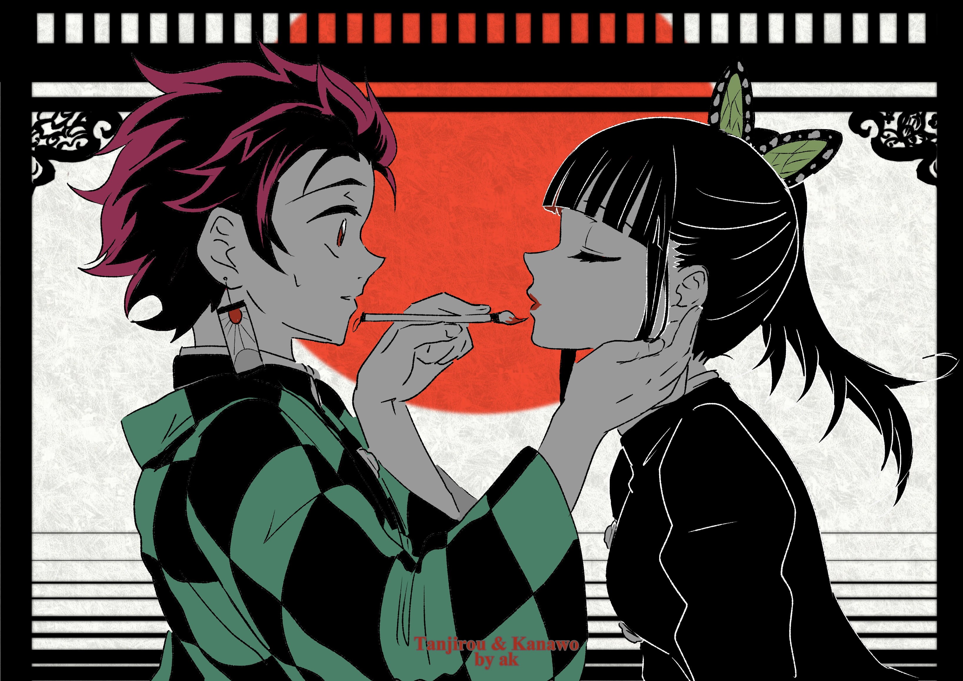Tanjirou Kamado, Kanao Tsuyuri, Demon Slayer: Kimetsu no Yaiba, Anime, 2K, HD Wallpaper