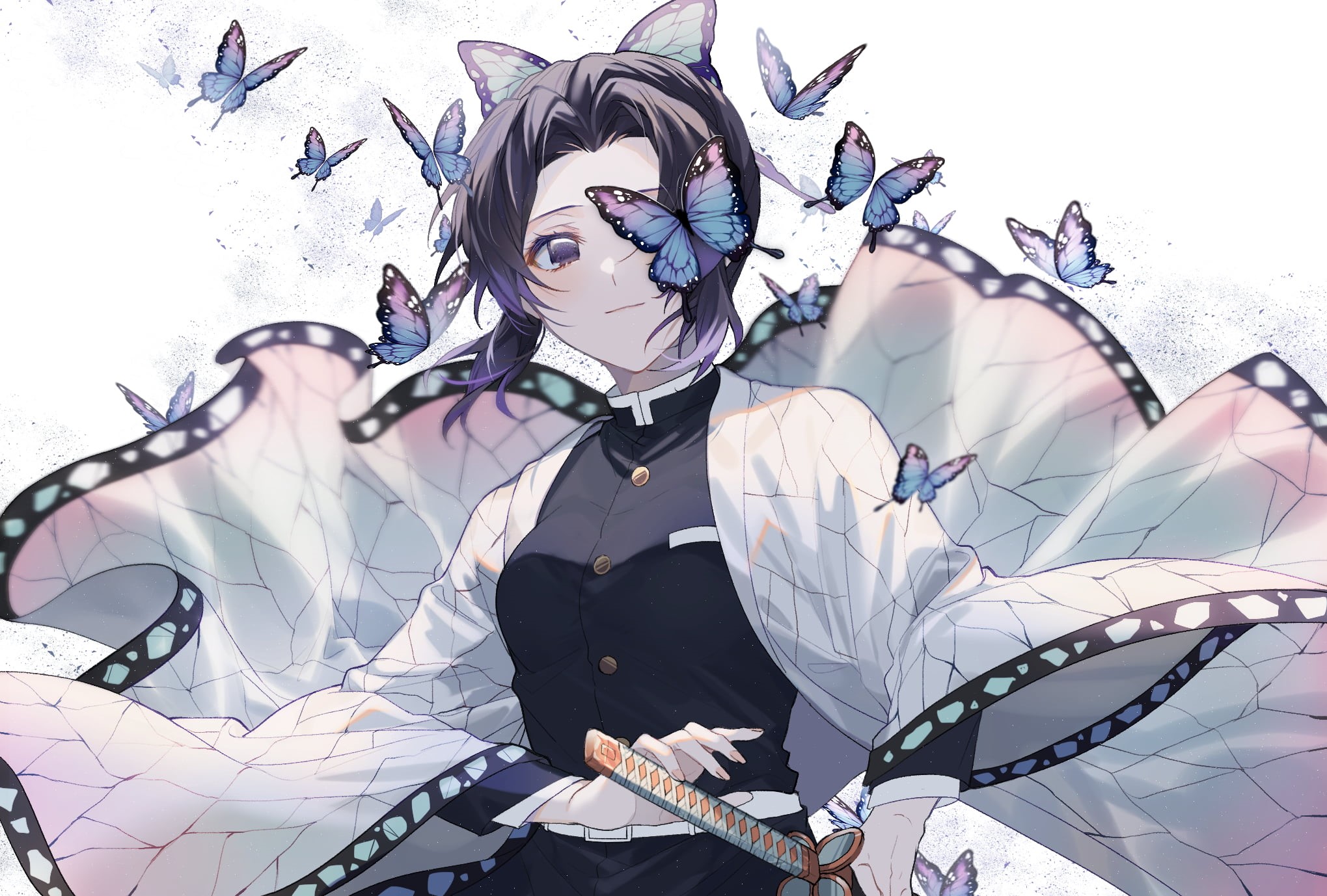 Girl, Butterfly, 1080P, Shinobu Kochou, Anime, Demon Slayer: Kimetsu no Yaiba, HD Wallpaper