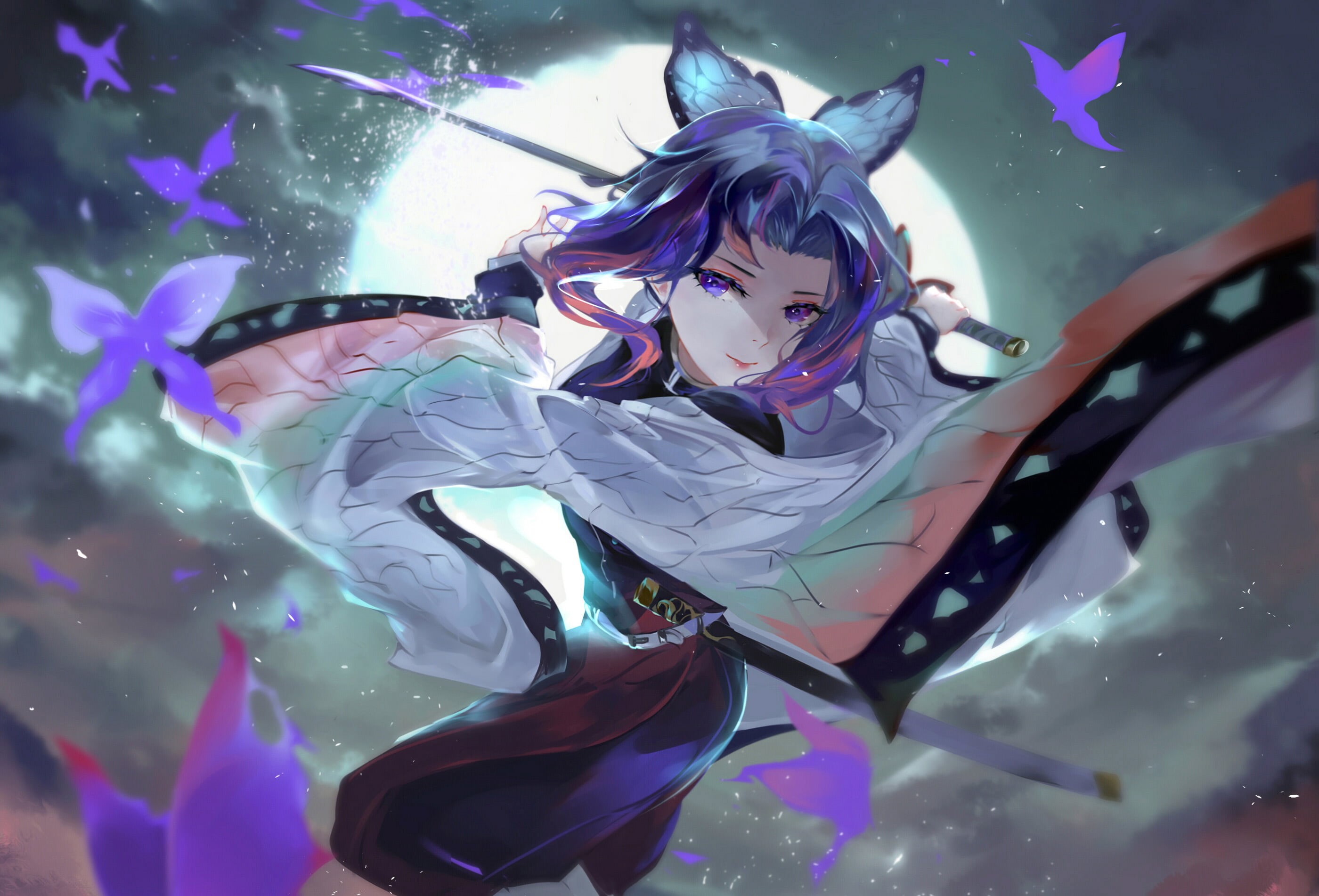 anime, 2K, artwork, Kimetsu no Yaiba, 2D, anime girls, portrait, digital art, HD Wallpaper