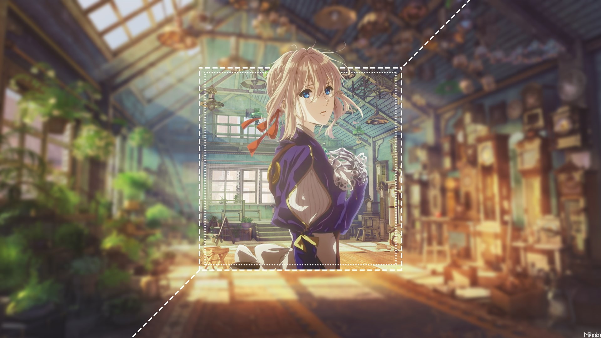 Violet Evergarden, picture-in-picture, anime girls, anime, blurred, 1080P, HD Wallpaper