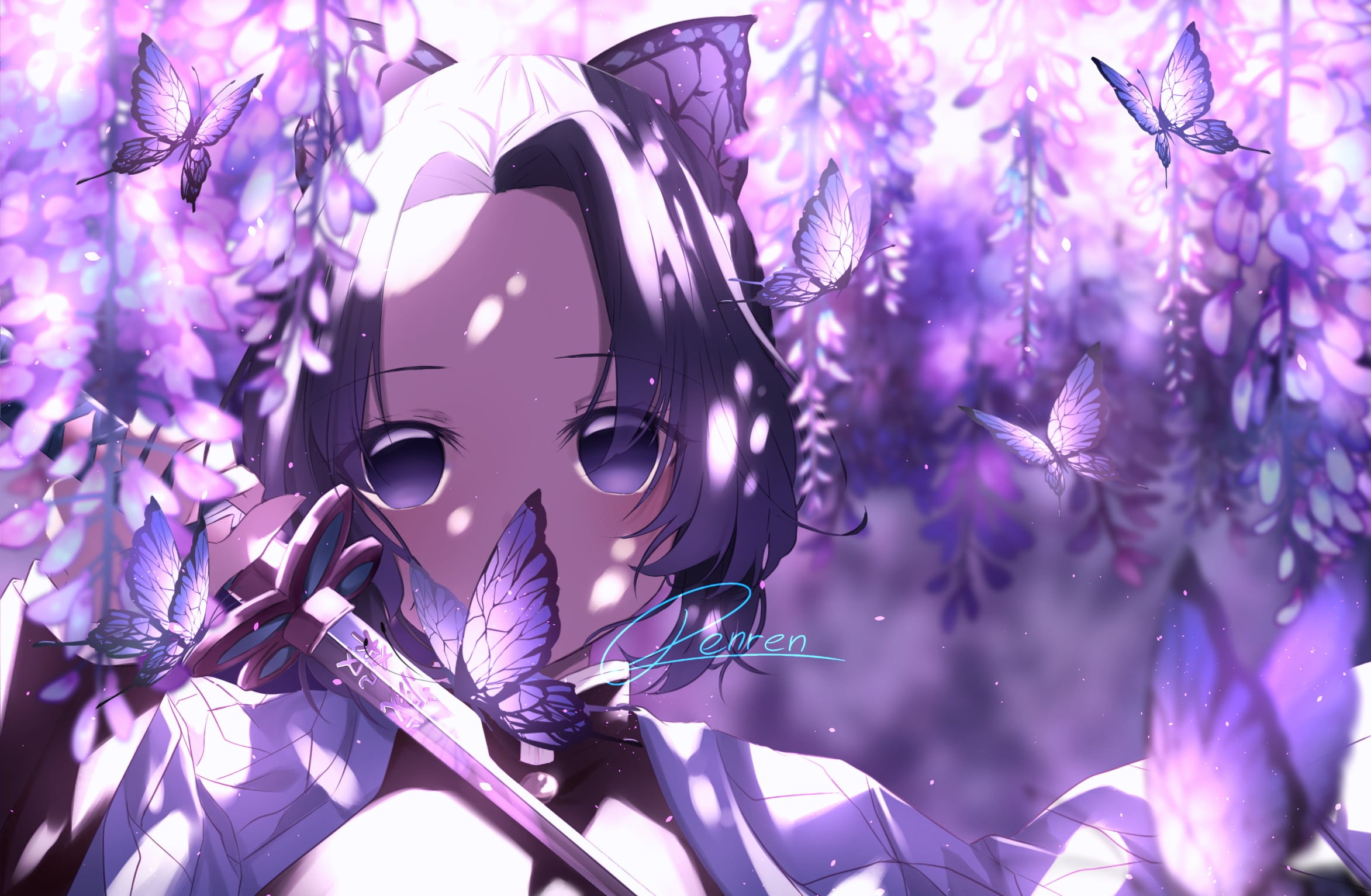 Anime, Shinobu Kochou, Girl, Demon Slayer: Kimetsu no Yaiba, 1080P, Butterfly, HD Wallpaper