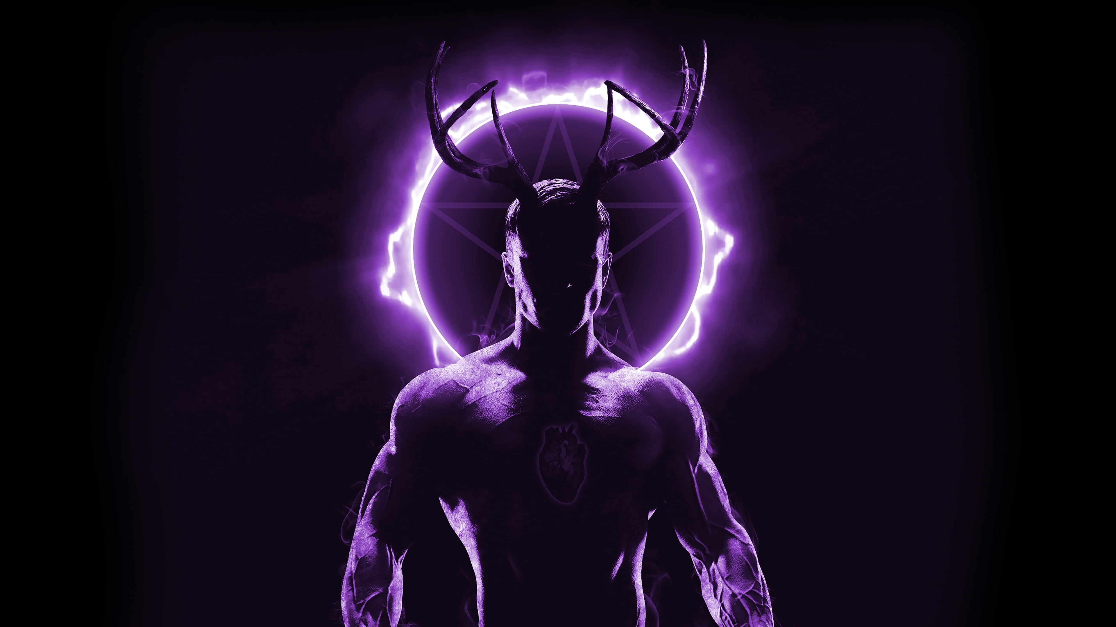 muscles, fictional character, fantasy art, 4K, artwork, magic, simple, fictional, heart, people, fire, digital, concept art, purple, Inside, illustration, HD Wallpaper