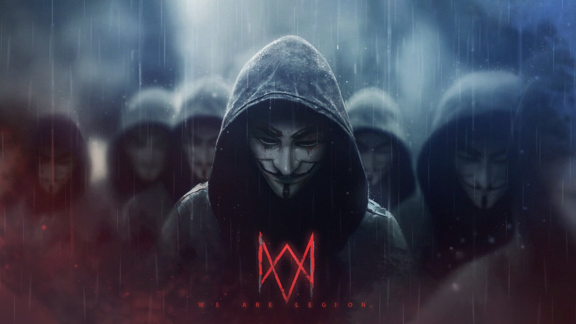 dark, artwork, Legion, watch dogs legion, 1080P, Watch_Dogs, people, Anonymous, HD Wallpaper