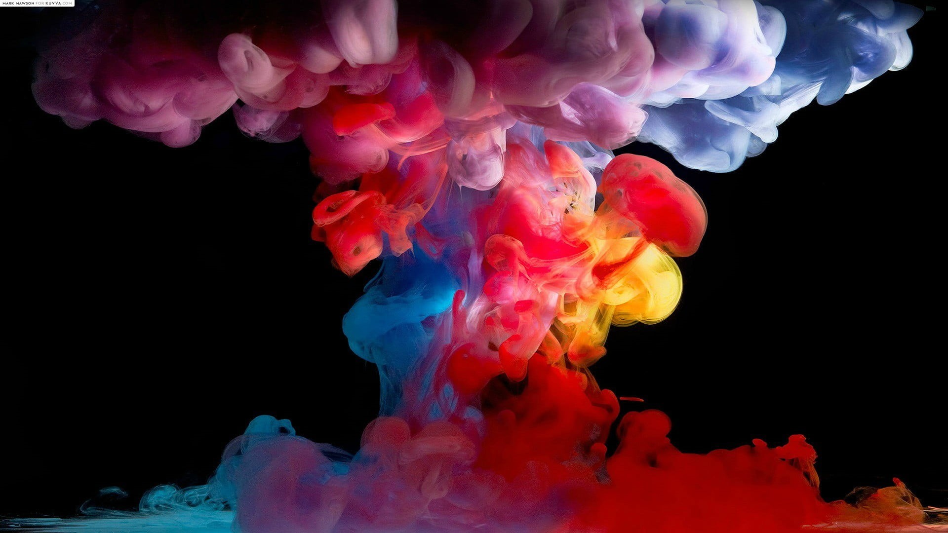1080P, multi colored, water, painting, motion, softness, mixing, digital art, studio shot, paint in water, smoke, sky, flowing, dissolving, close-up, splashing, HD Wallpaper