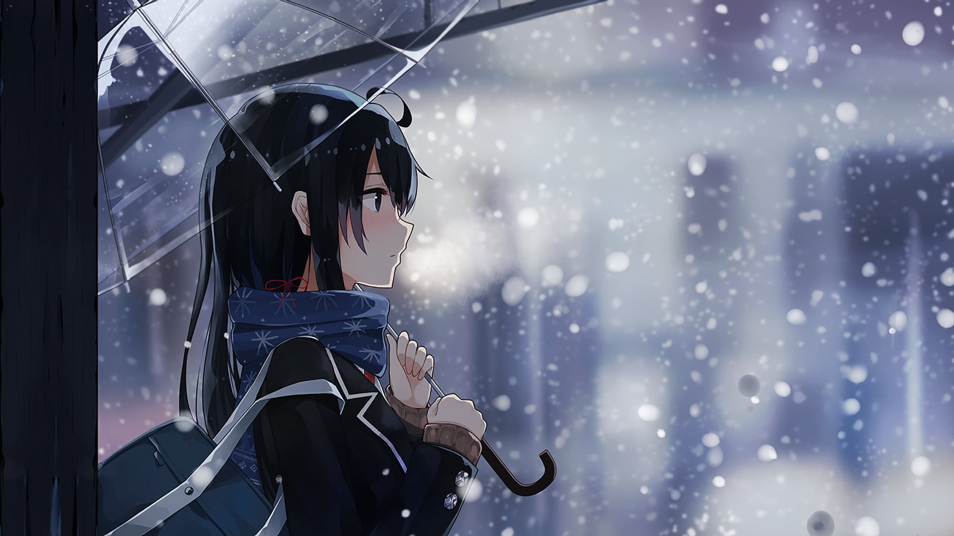 1080P, beautiful, mode of transportation, adult, street, anime, smiling, one Person, raindrop, people, day, females, real people, snow, protection, looking, HD Wallpaper