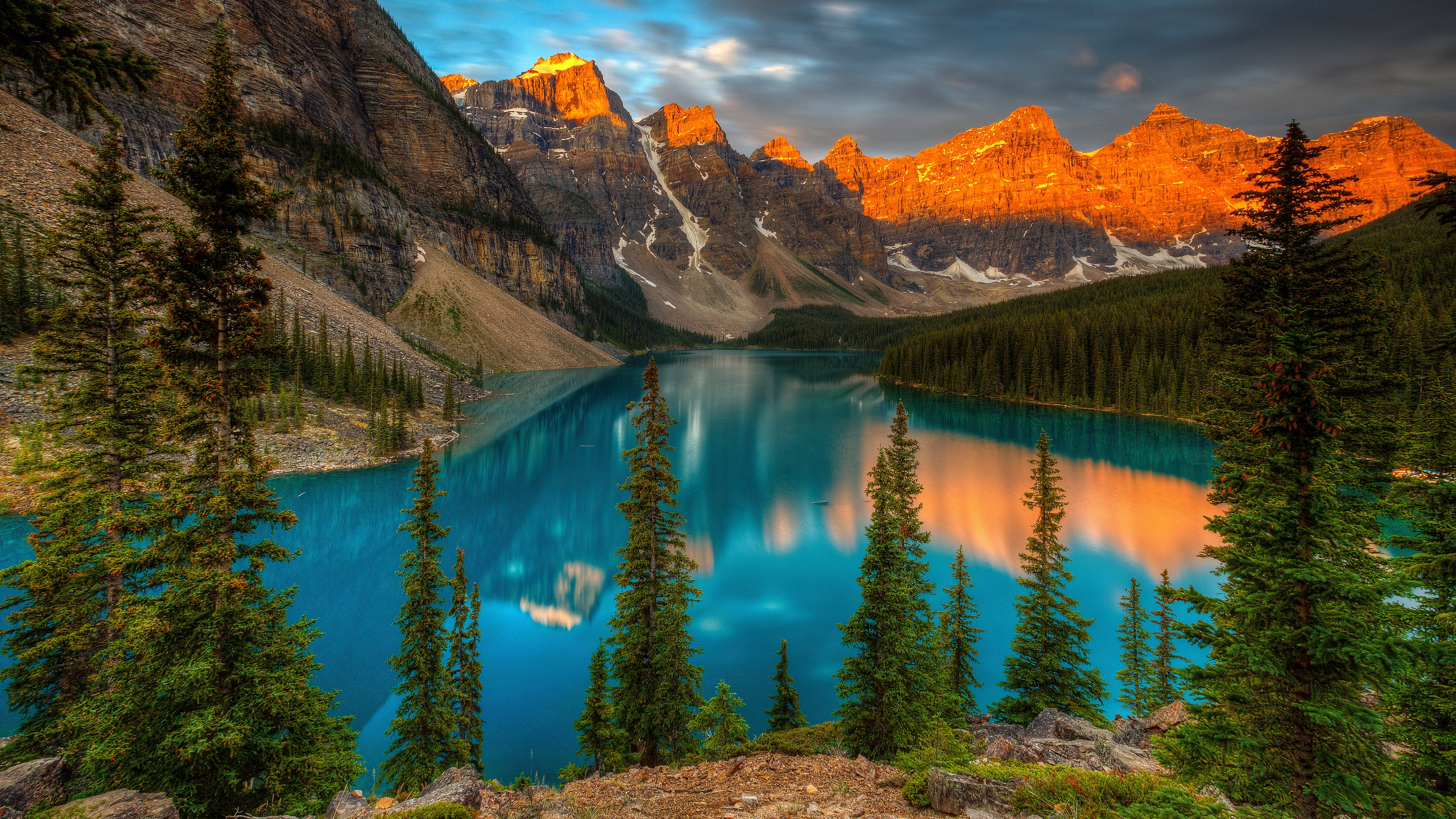 mountain, cloud - sky, no people, sky, non-urban scene, 8K, scenics - nature, pine woodland, landscape, 8k ultra hd mountain lake nature, plant, turquoise colored, HD Wallpaper
