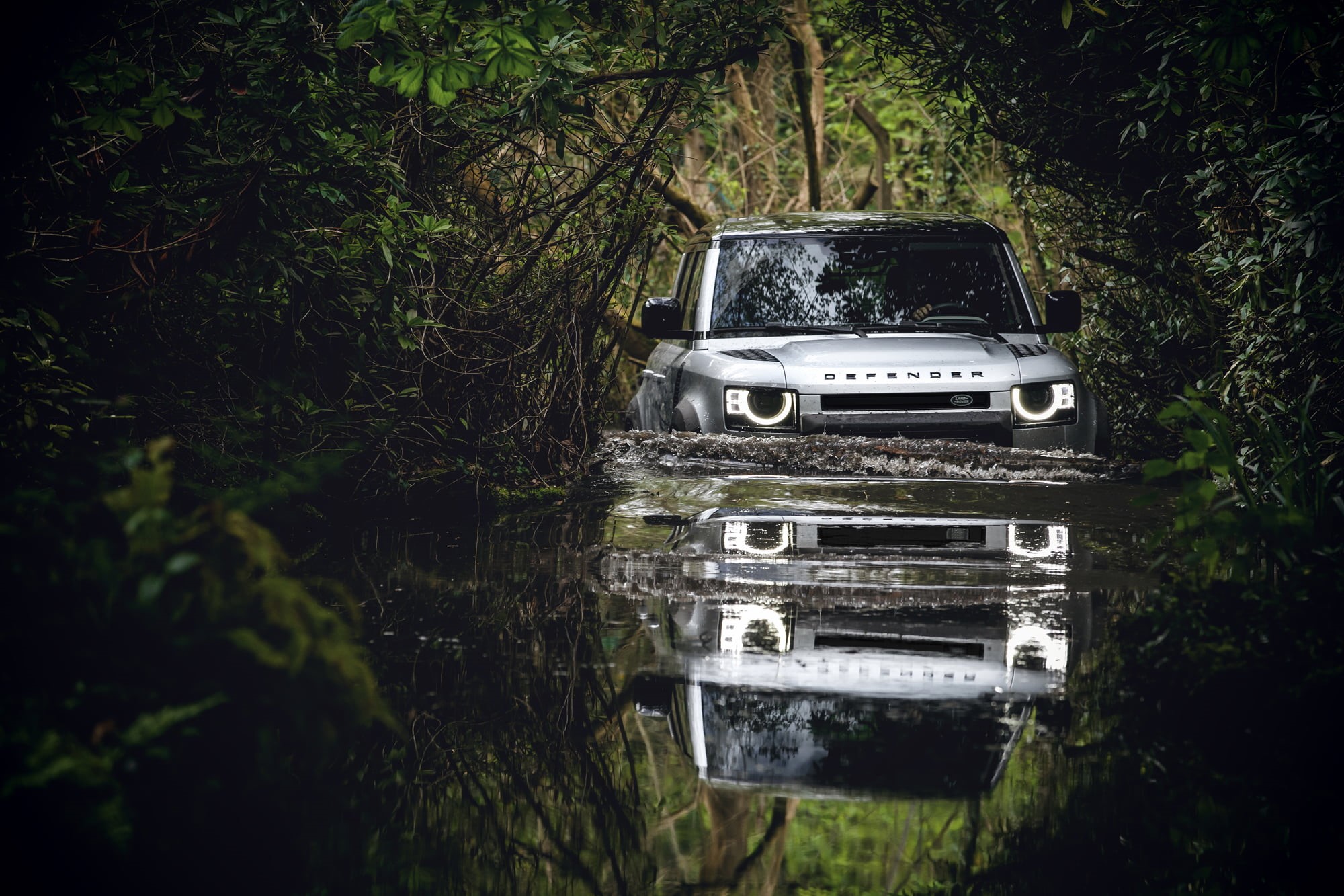 Land Rover, water, 2020, Adventure Time, nature, forest, 1080P, defender, HD Wallpaper