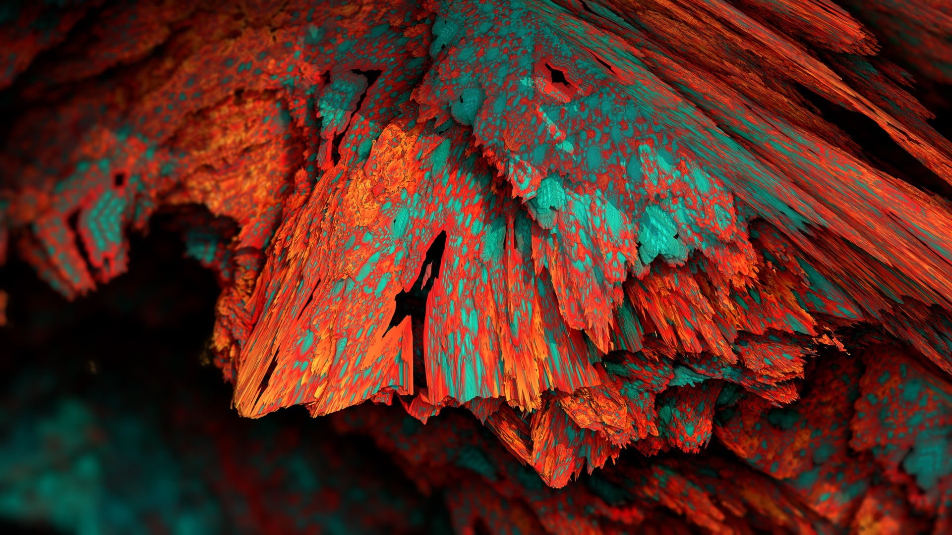 colorful, outdoors, no people, metal, textured, natural pattern, selective focus, blue, render, colors, red, geology, close-up, pattern, full frame, digital art, HD Wallpaper