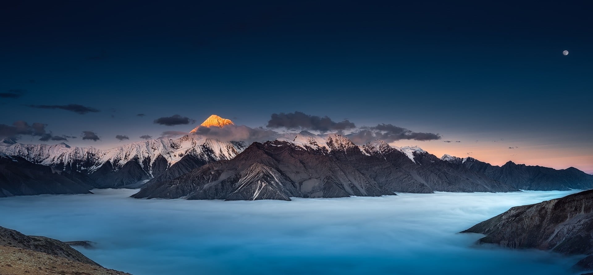 1080P, travel destinations, scenics - nature, clouds, panoramas, volcanic crater, outdoors, environment, rock - object, snow, mountains, cloud - sky, mountain range, HD Wallpaper