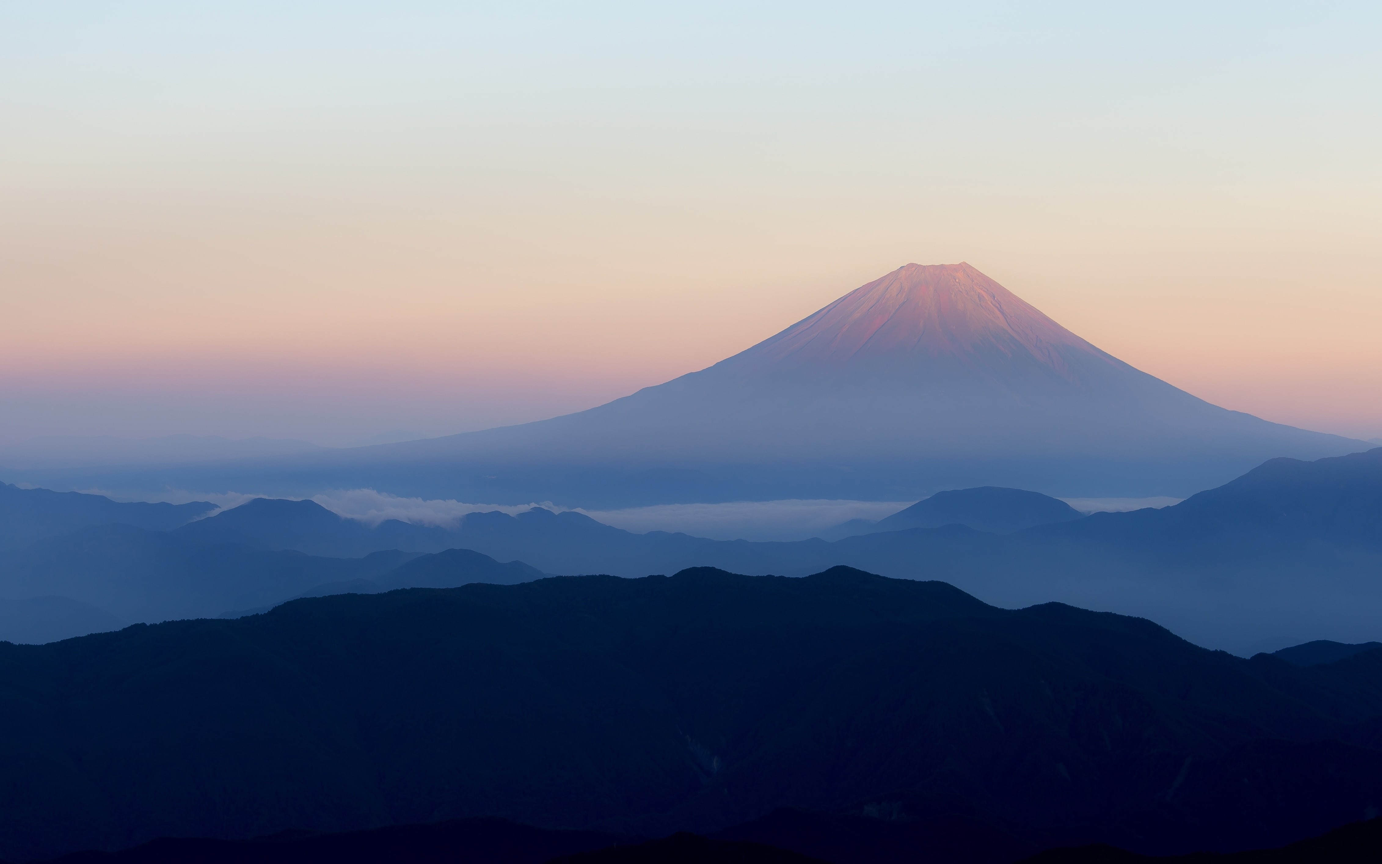 no people, mountain range, tranquility, clean sky, scenics - nature, Landscape, sunset, 4K, sky, mountain peak, silhouette, japan, non-urban scene, travel destinations, HD Wallpaper