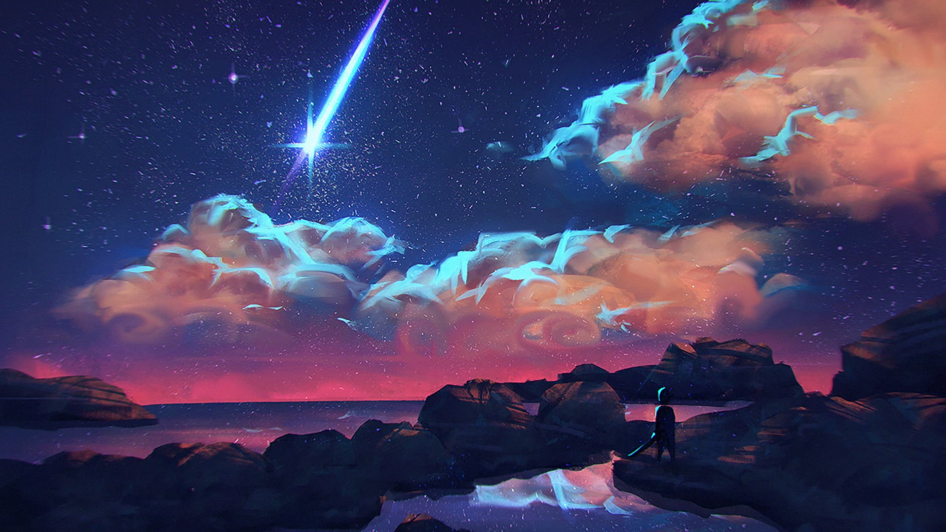 cloud - Sky, nature, digital composite, planet - Space, blue, galaxy, night, beauty in nature, illuminated, milky Way, scenics, constellation, multi Colored, HD Wallpaper