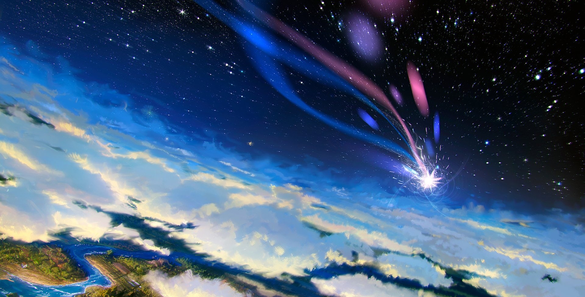 1080P, Movie, Cloud, Howls Moving Castle, Landscape, Stars, Sky, Shooting Star, HD Wallpaper