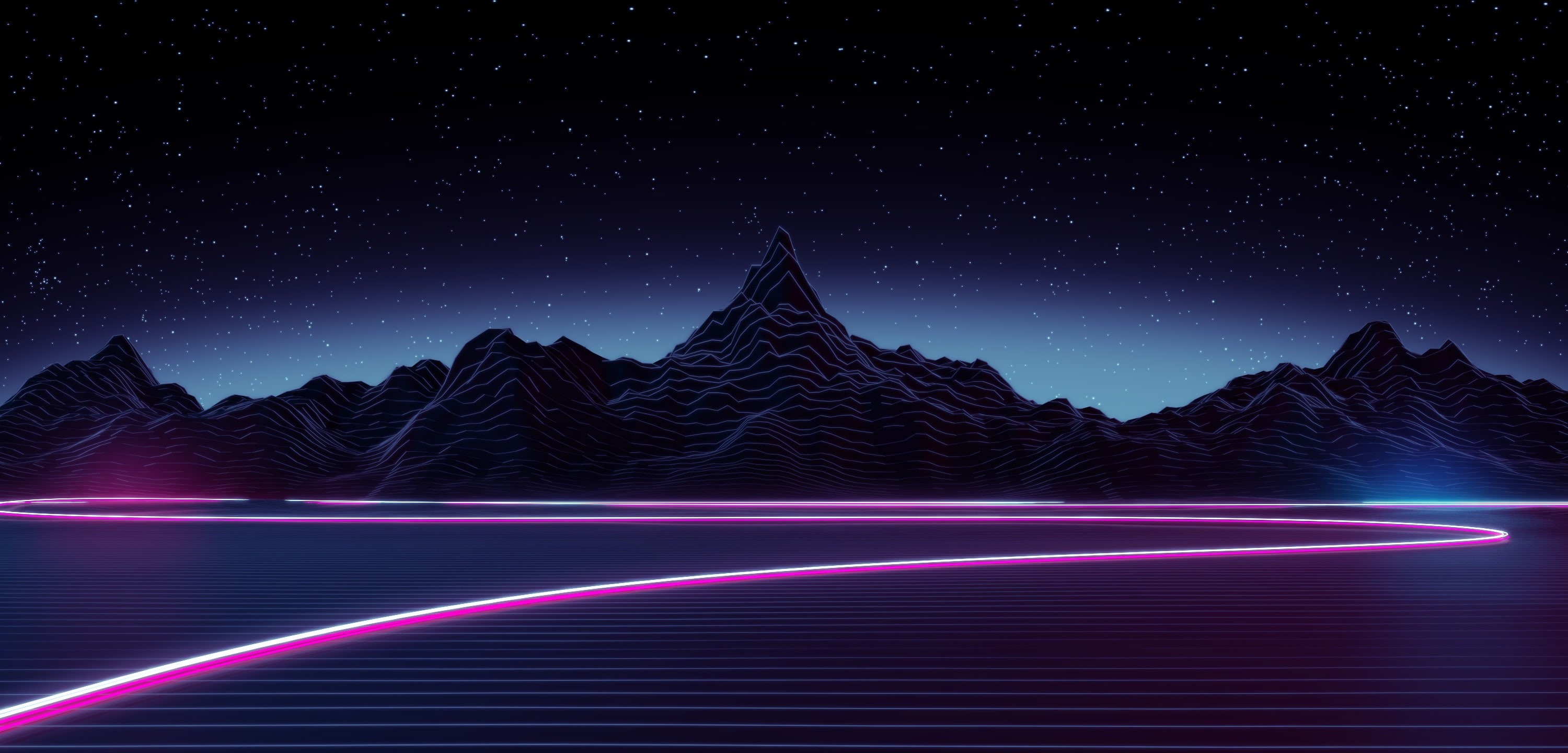 laser, sky, blue, black Color, Synthpop, aurora Borealis, vector, purple, star Field, no people, 2K, dark, Graphics, digital composite, comet, star Shape, HD Wallpaper