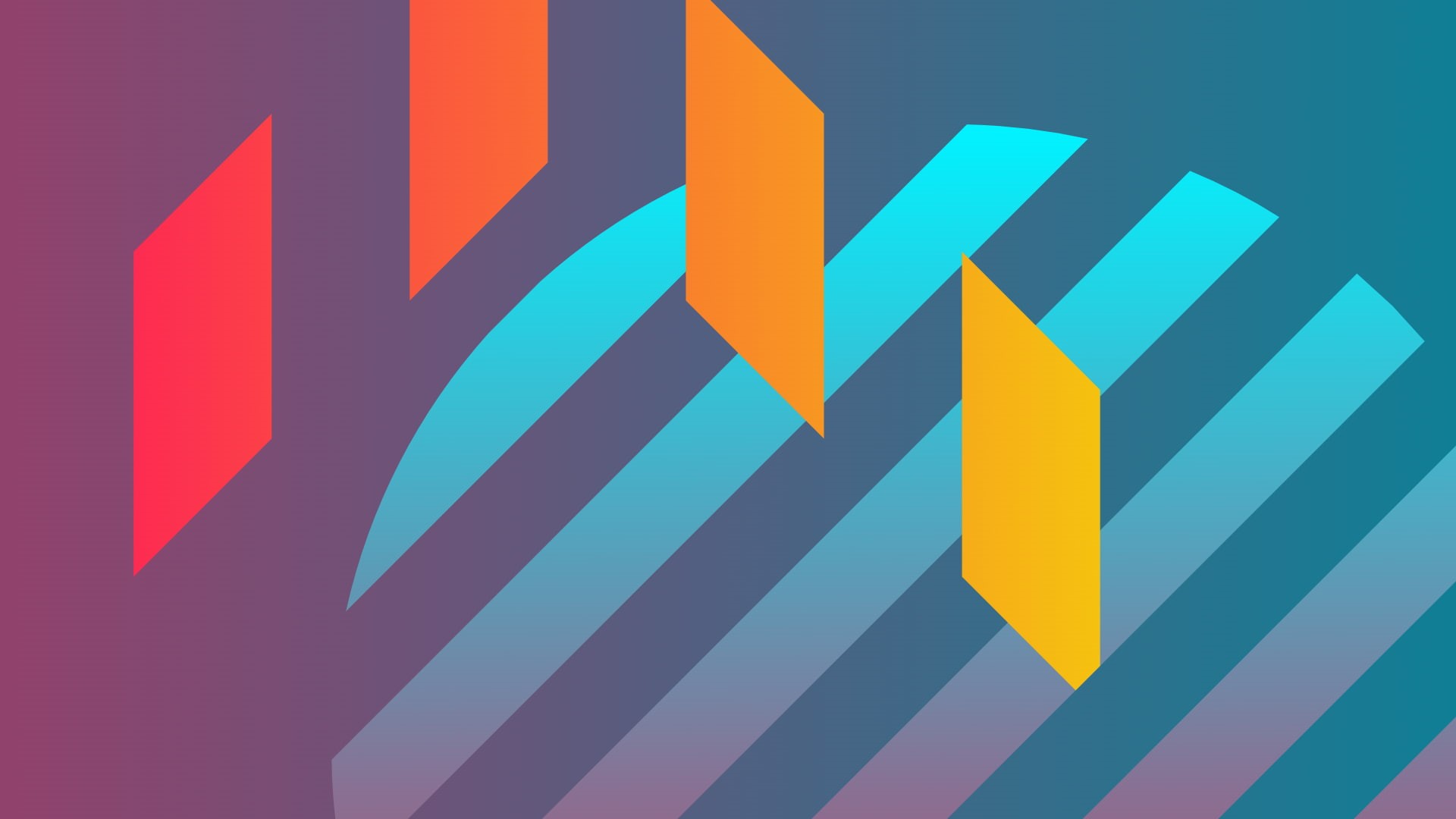 neon, colorful, orange, 1080P, blue, Flatdesign, HD Wallpaper