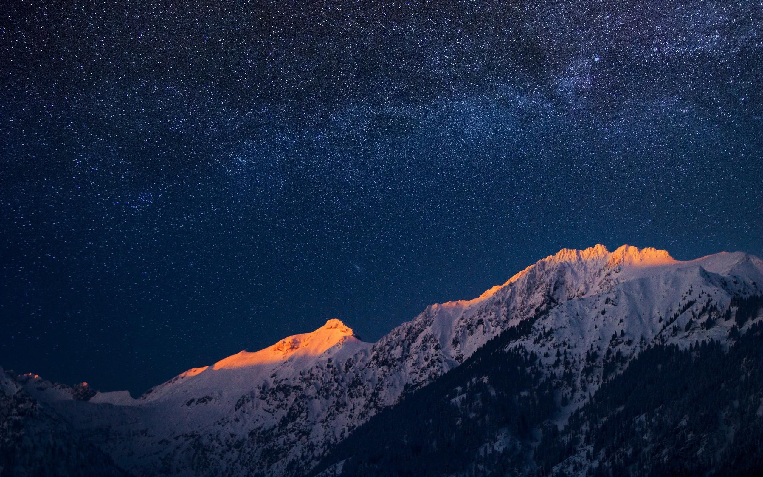 nature, milky way, 2K, 2560x1600, galaxy, way, covered, sky, visible, snow, star, mountain, milky, night, HD Wallpaper