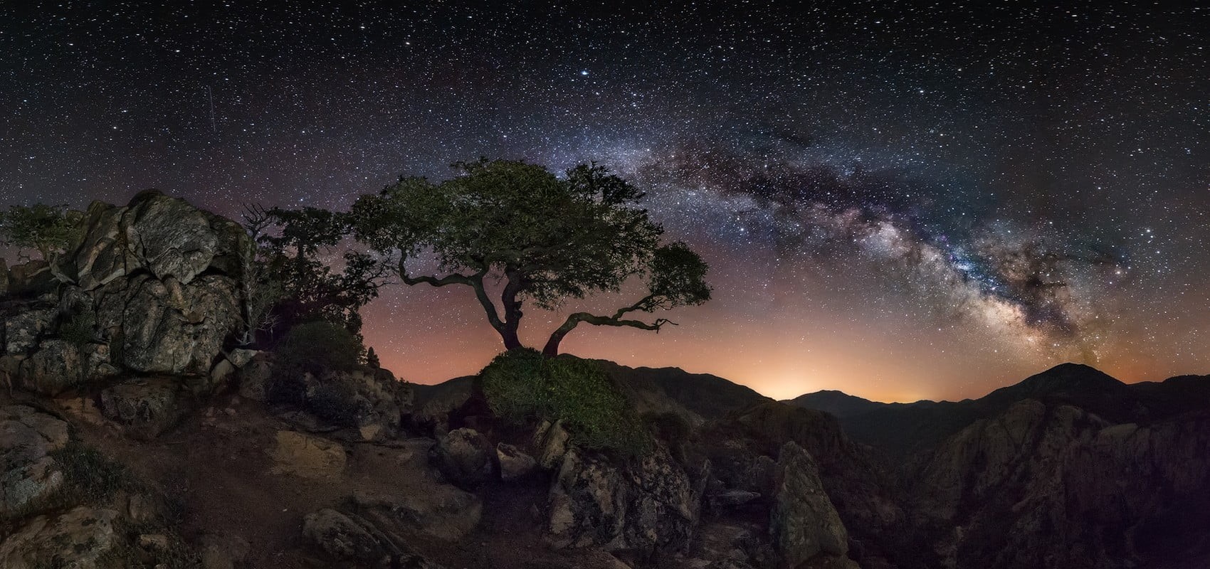 space and astronomy, solid, outdoors, 720P, Milky Way, scenics - nature, night, way, trees, starry night, astronomy, milky, rock formation, mountains, HD Wallpaper