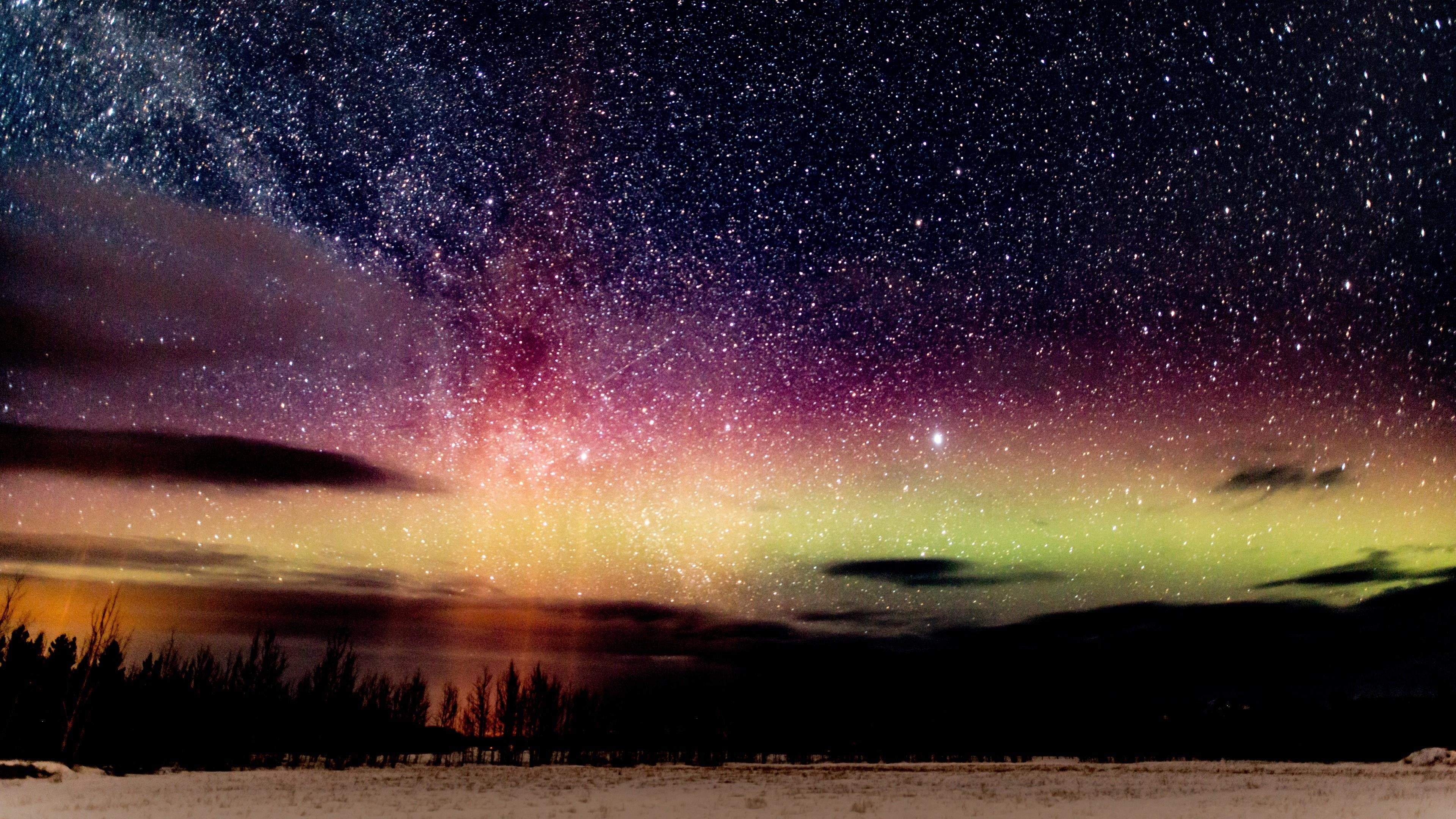 non-urban scene, nordic light, northern lights, space, aurora borealis, outdoors, glitter, star - space, galaxy, starry night, milky way, scenics - nature, HD Wallpaper
