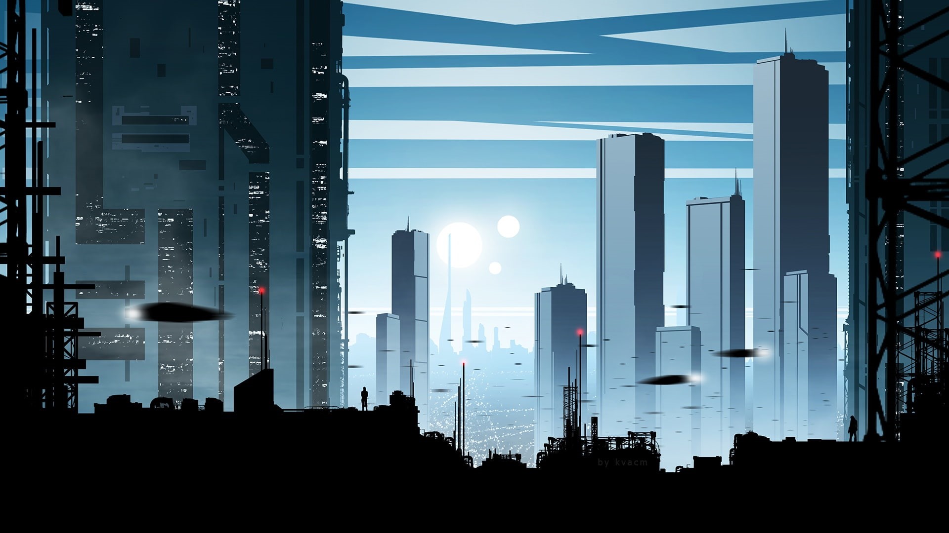 by kvacm, people, 1080P, the city, silhouette, future, HD Wallpaper