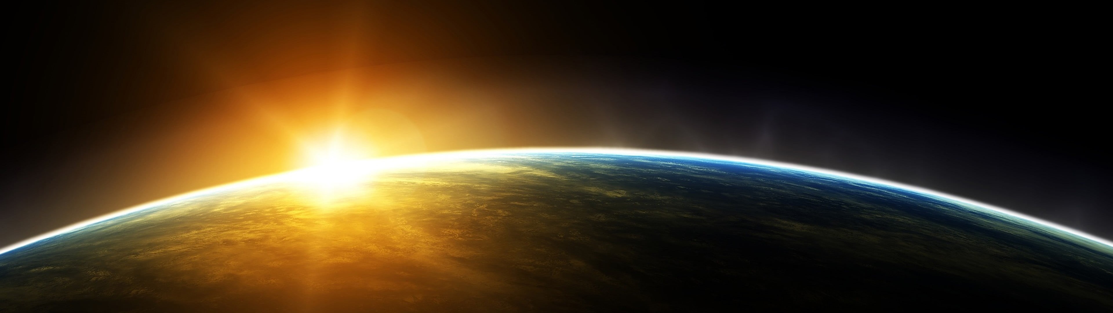 sphere, Earth, glowing, Sun, globe - Man Made Object, astronomy, vibrant color, planet - Space, environment, nature, stratosphere, backgrounds, satellite View, HD Wallpaper