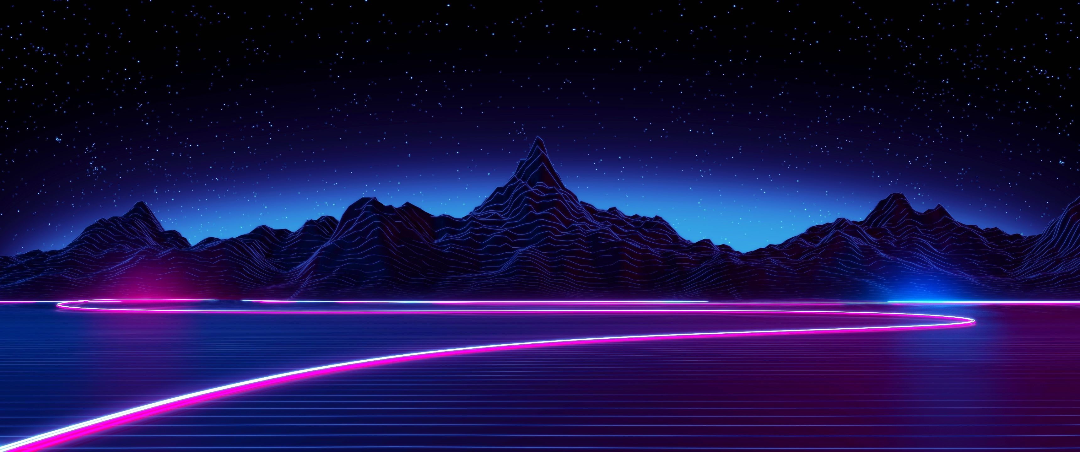 Retro style, synthwave, 2K, neon, HD Wallpaper