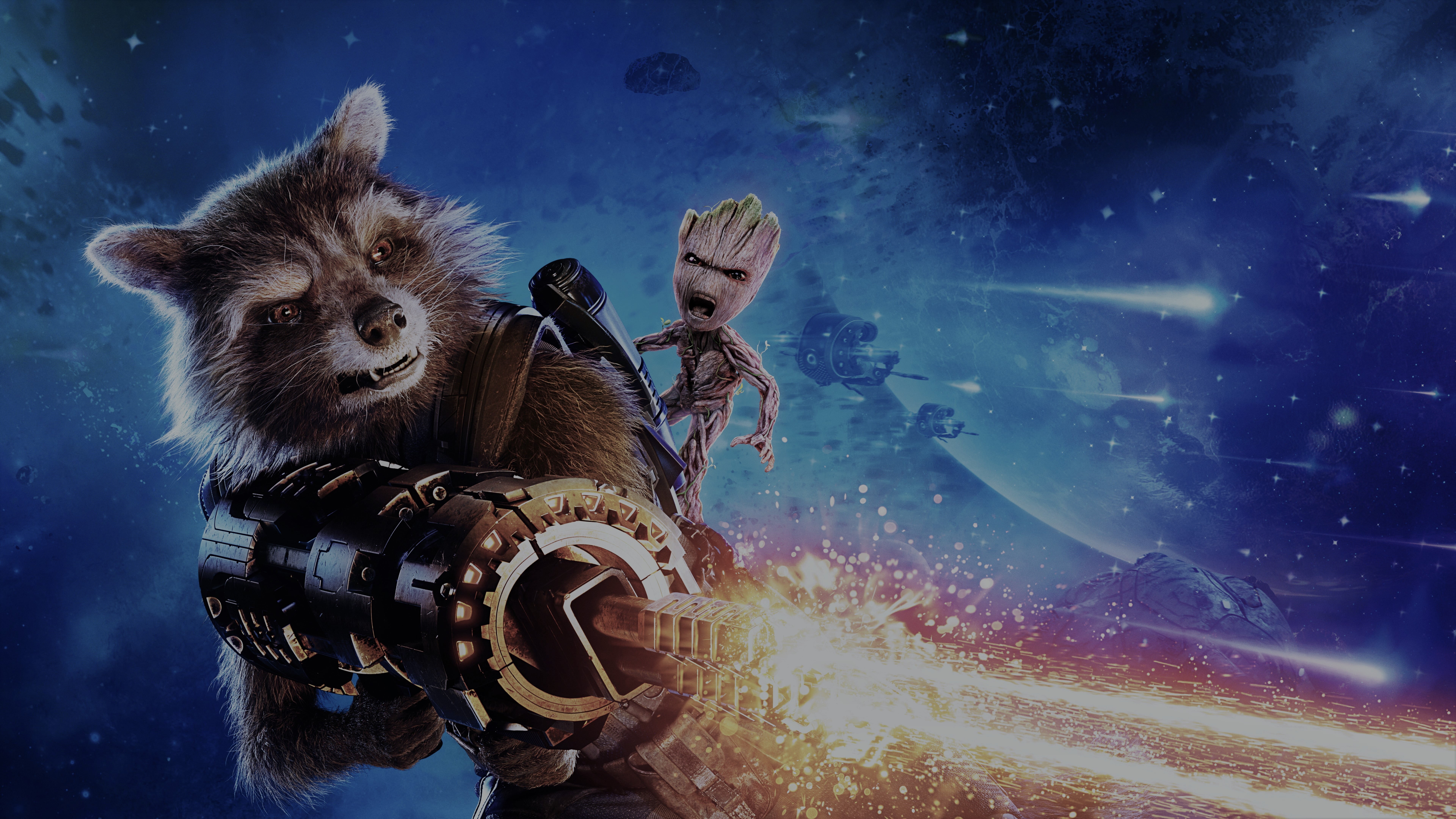 movies, one animal, adult, groot, digital composite, nature, 8K, mammal, discovery, space, Marvel Cinematic Universe, adventure, sky, star - space, night, HD Wallpaper