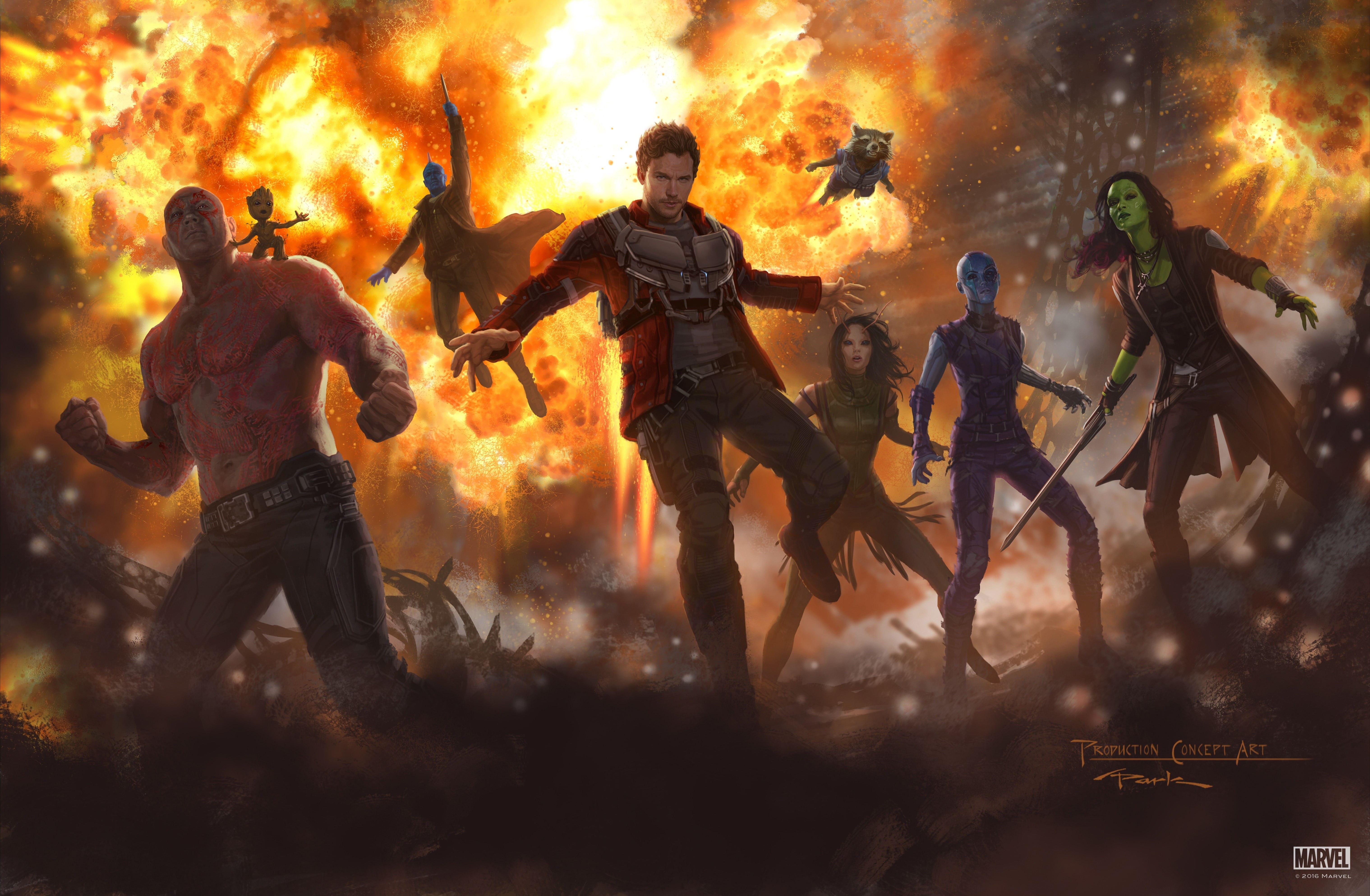 togetherness, adult, motion, Rocket Raccoon, emotion, young adult, illustration, men, full length, celebration, group of people, Andy Park, artwork, people, HD Wallpaper