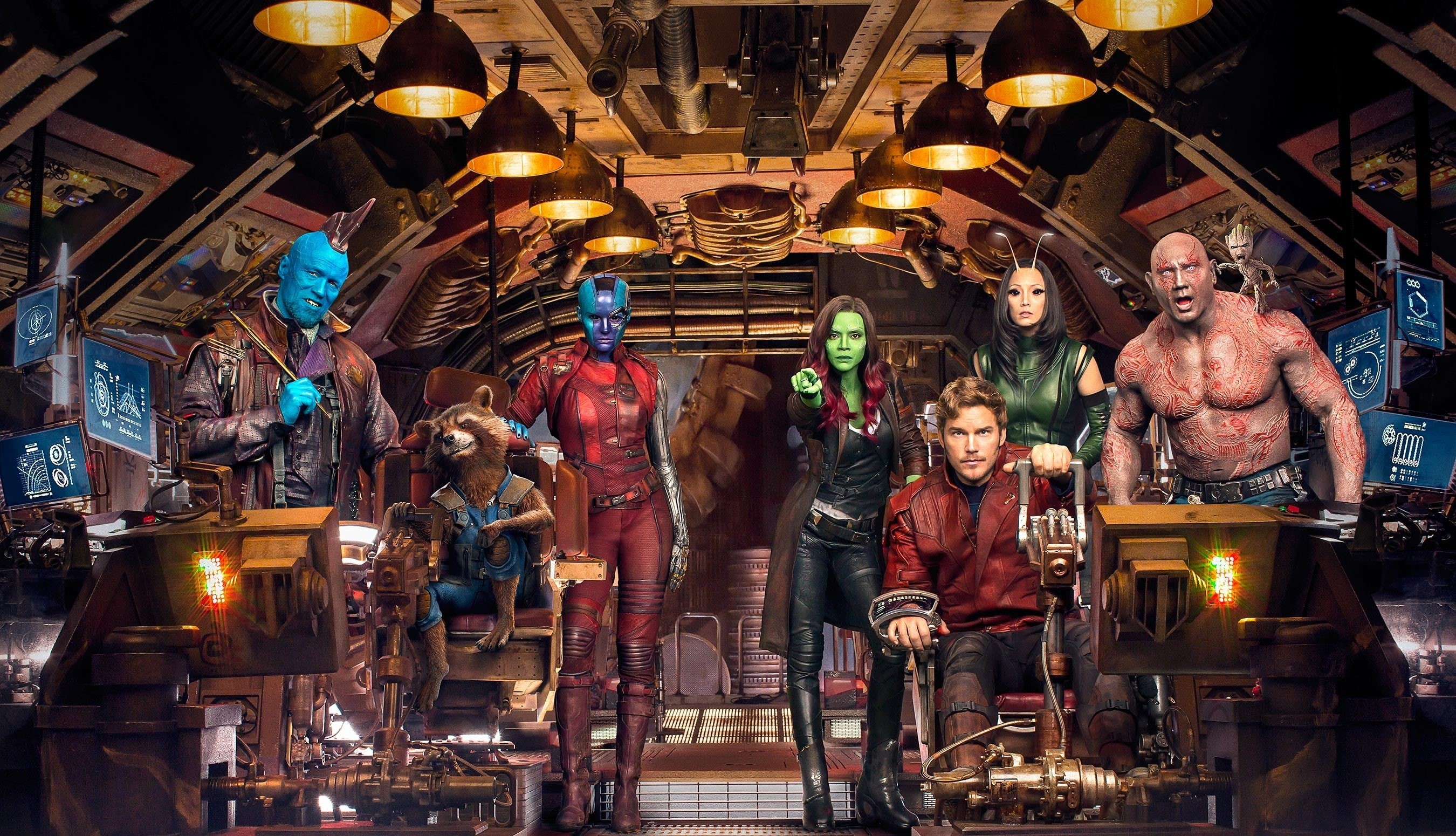 Rocket Raccoon, Mantis, Peter Kuil, Yondu Odonta, Gamora, Rocket, Guardians of the Galaxy, Guardians of the Galaxy Vol. 2, 2K, movie, baby Groot, Drax, HD Wallpaper