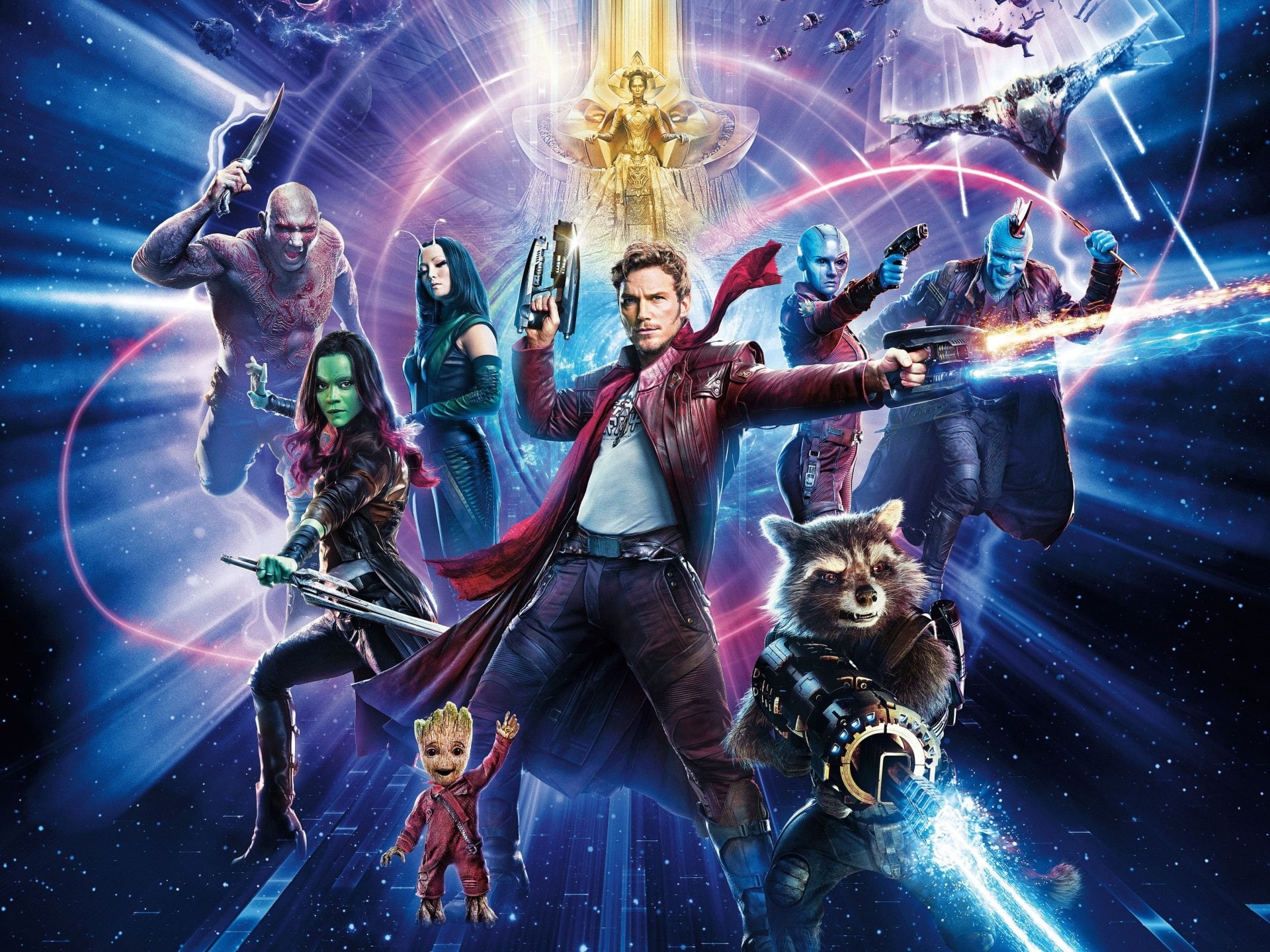 Michael Rooker, Rocket Raccoon, Nebula (Marvel Comics), Karen Gillan, Guardians of the Galaxy Vol. 2, Chris Pratt, Dave Bautista, Groot, Baby Groot, Drax The Destroyer, HD Wallpaper