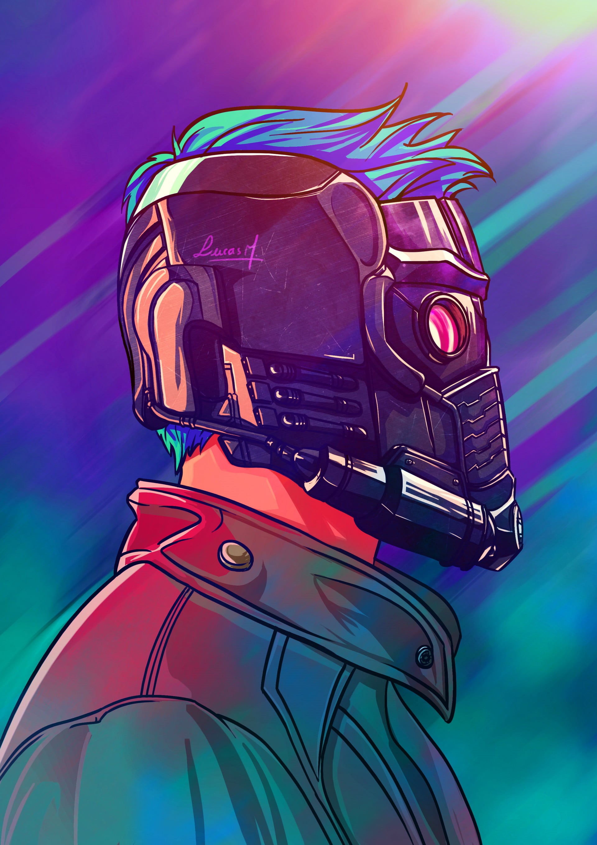 equipment, photography themes, indoors, camera - photographic equipment, vector, multi colored, representation, Star Lord, technology, cyborg, human representation, Phone HD Wallpaper