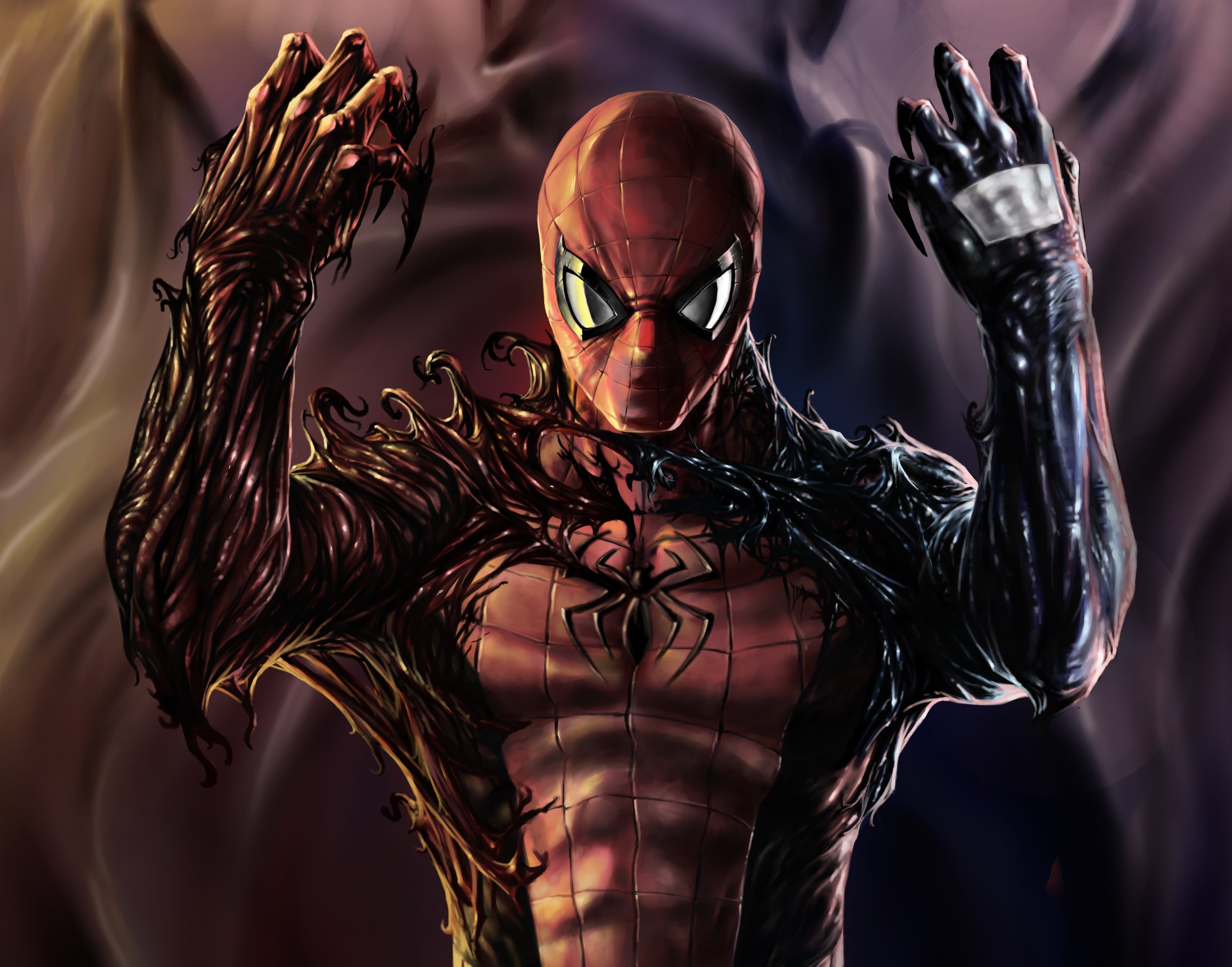 men, Spider-Man, black Color, creativity, Venom, people, focus on foreground, concepts, human hand, ideas, representation, front view, human body part, HD Wallpaper
