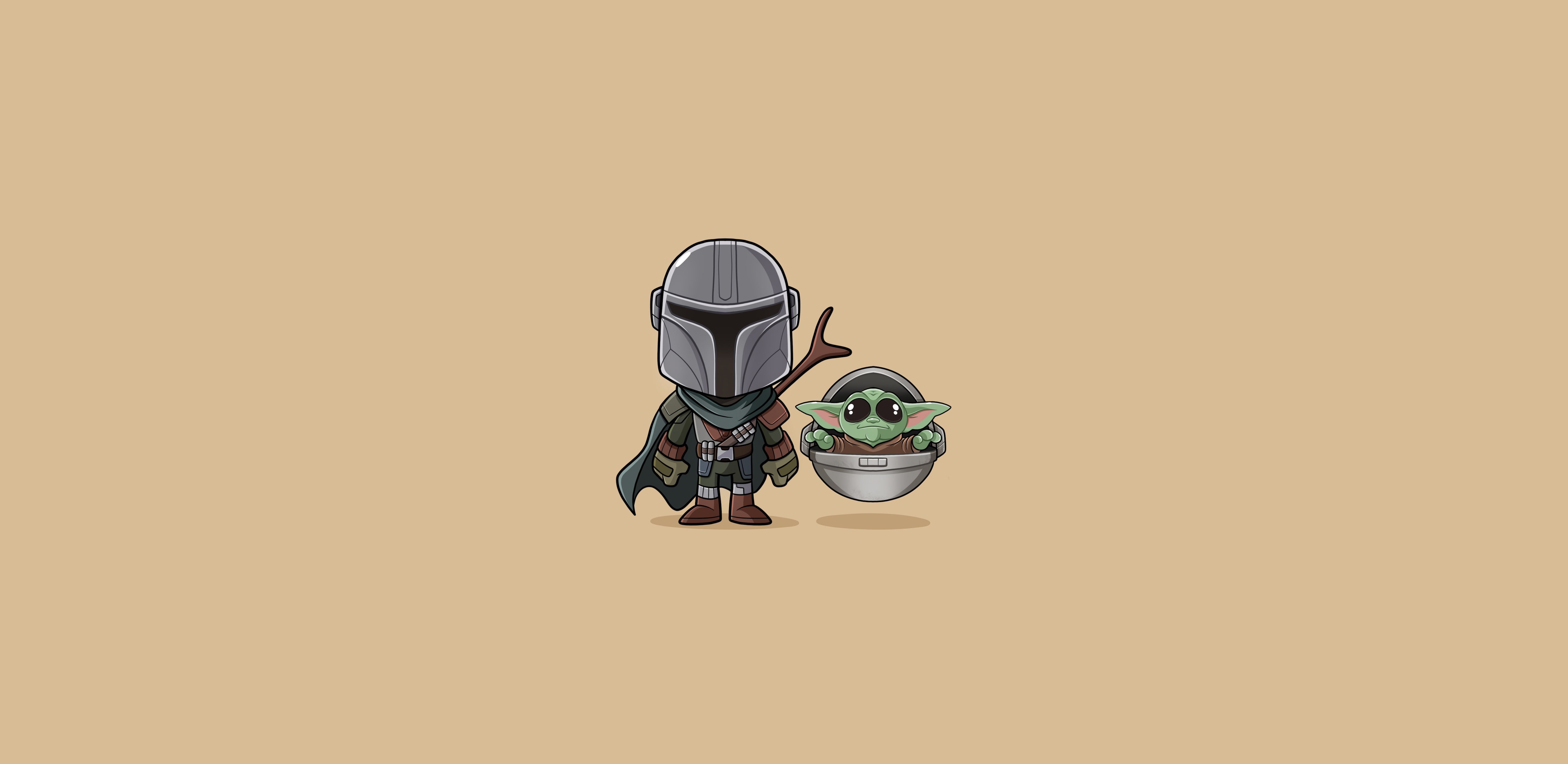 The Mandalorian (Character), The Mandalorian, TV Show, Minimalist, 5K, Star Wars, Baby Yoda, HD Wallpaper