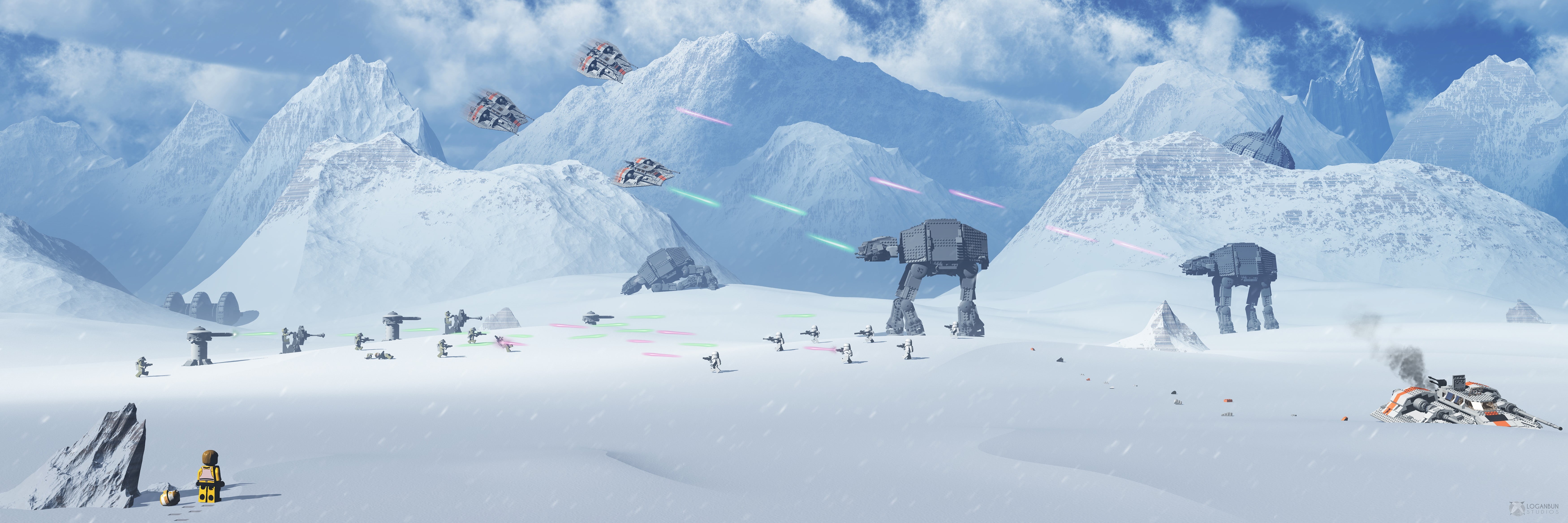 full length, outdoors, environment, artwork, people, nature, mountain, winter sport, Battle of Hoth, winter, sport, snow, T-47 airspeeder, beauty in nature, HD Wallpaper