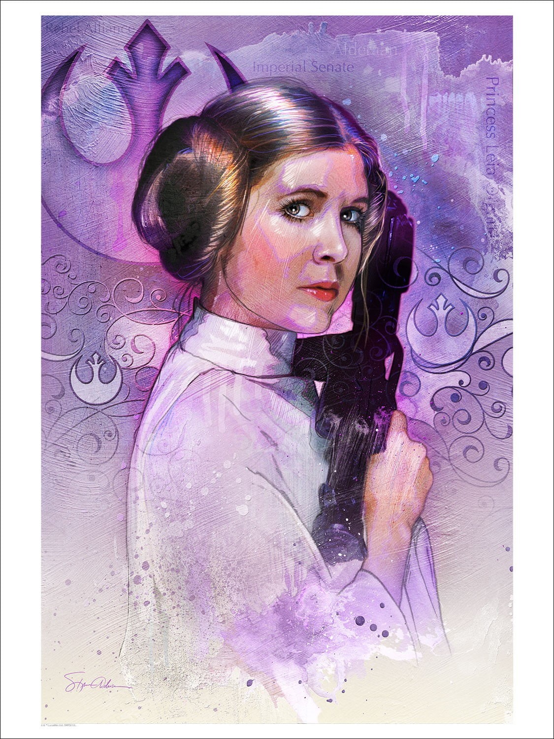 females, painting, Join the Alliance, 720P, digital composite, hair, transfer print, wars, hairstyle, one person, standing, purple, Princess Leia, auto post production filter, Phone HD Wallpaper